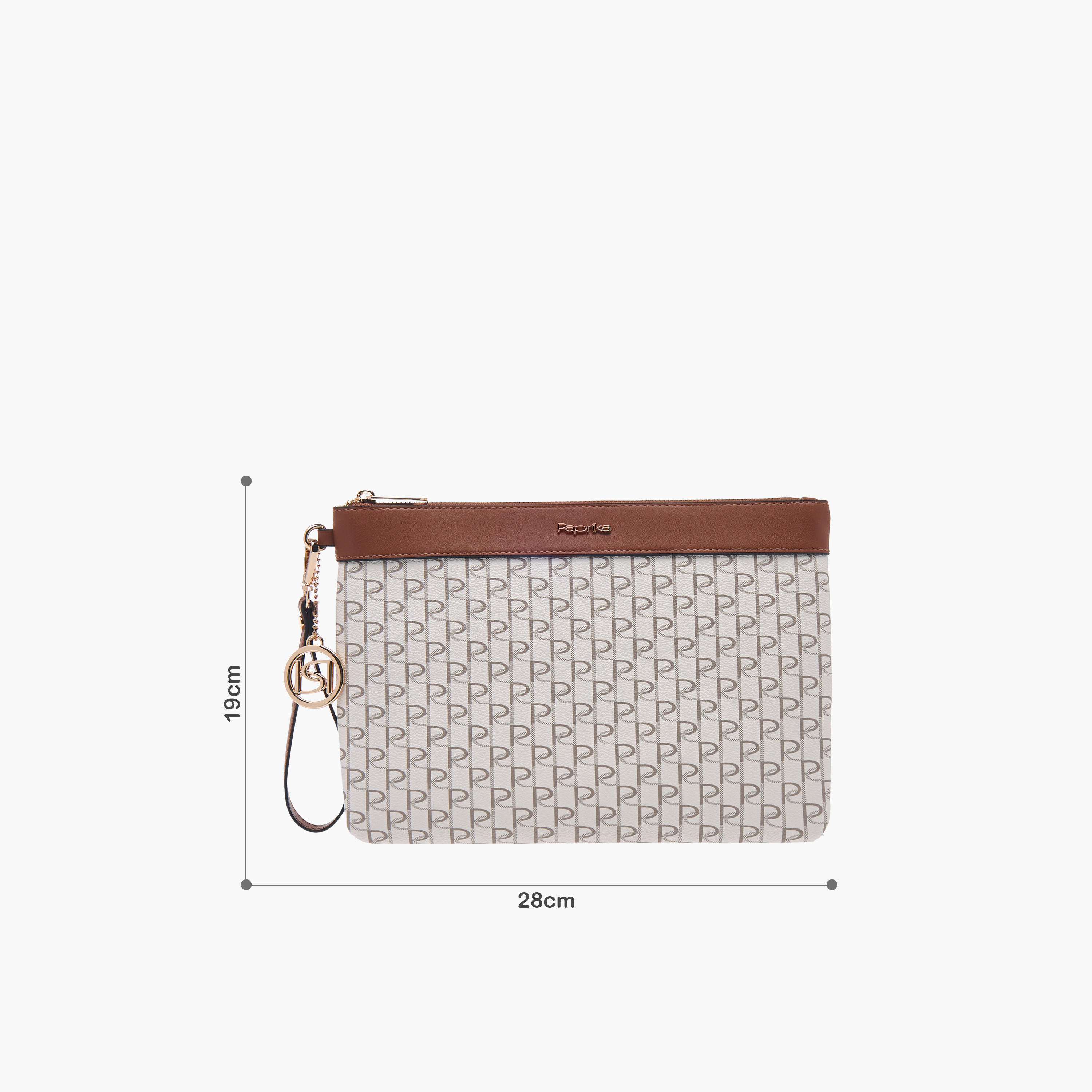 Paprika Monogram Print Clutch with Zip Closure and Wrist Loop-women-bagsandwallets-wallets-image-6