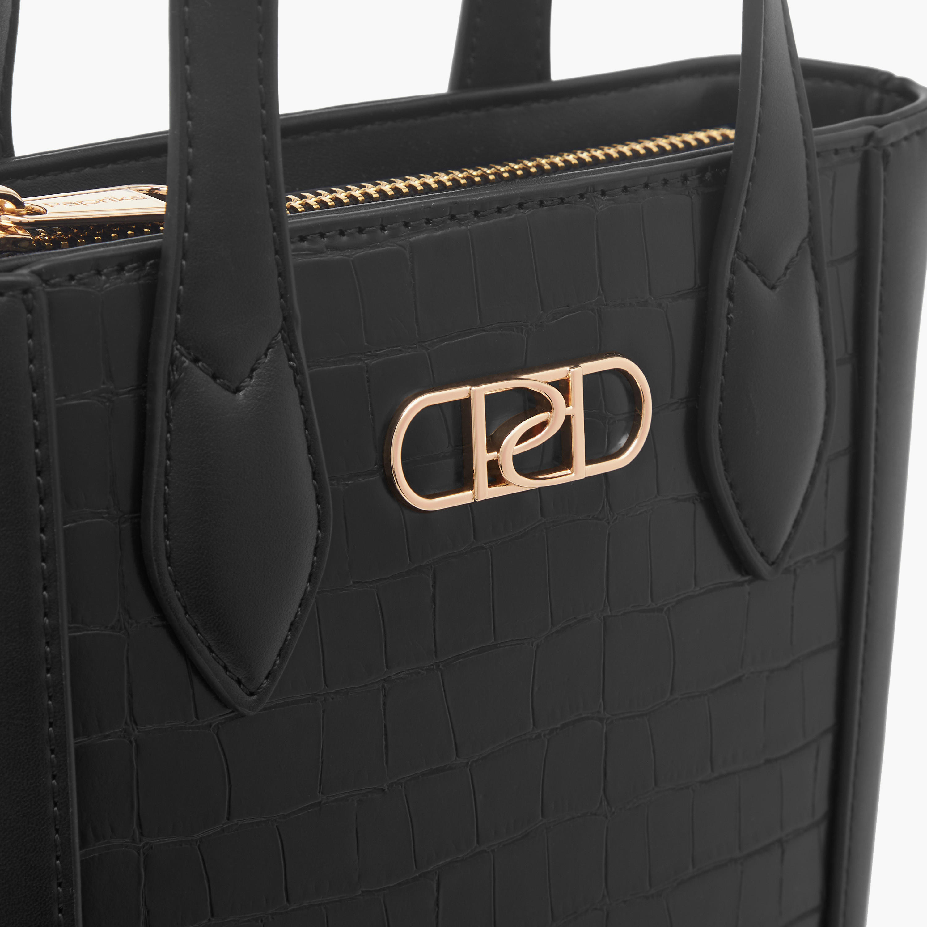 Paprika Textured Tote Bag with Double Handle and Zip Closure-women-bagsandwallets-handbags-image-4