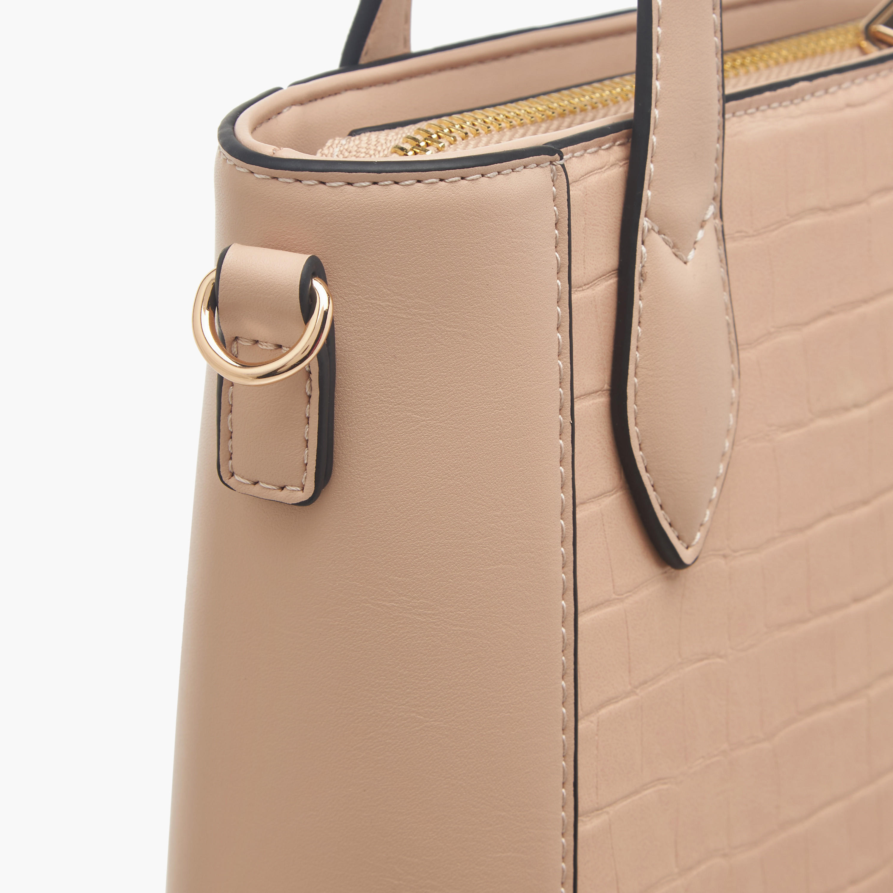 Paprika Textured Tote Bag with Double Handle and Zip Closure-women-bagsandwallets-handbags-image-6
