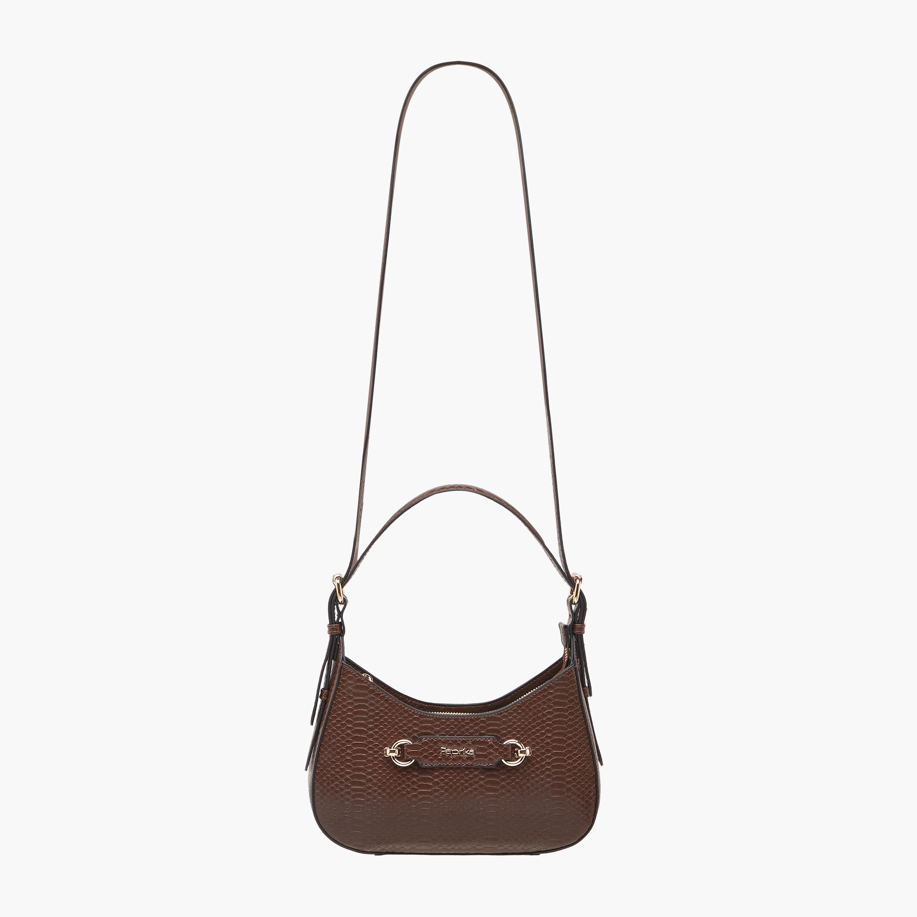 Paprika Textured Shoulder Bag with Detachable Strap and Zip Closure-women-bagsandwallets-handbags-image-2
