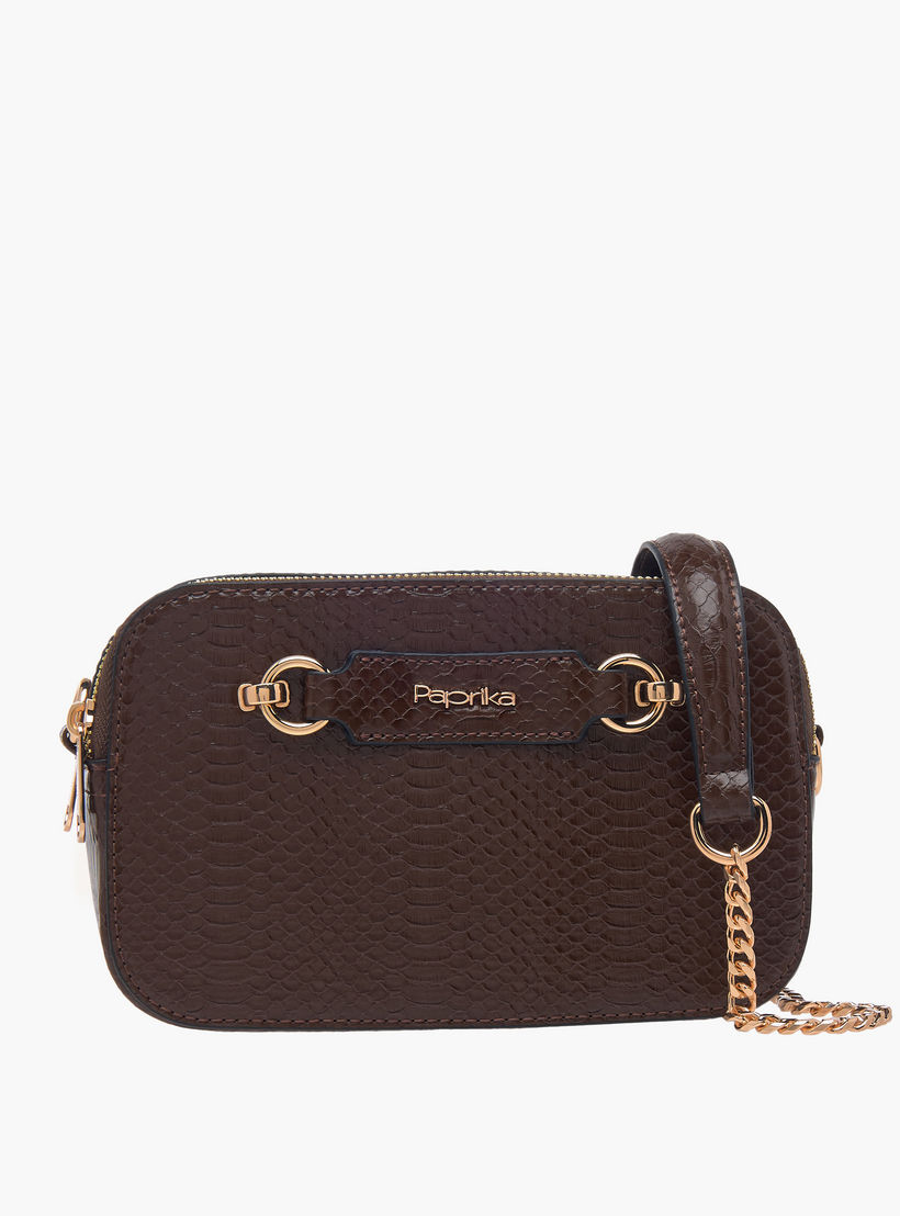 شنطة كروس بودي بارزة الملمس بحزام سلسلة وسحاب إغلاق من بابريكا-women-bagsandwallets-handbags-image-1