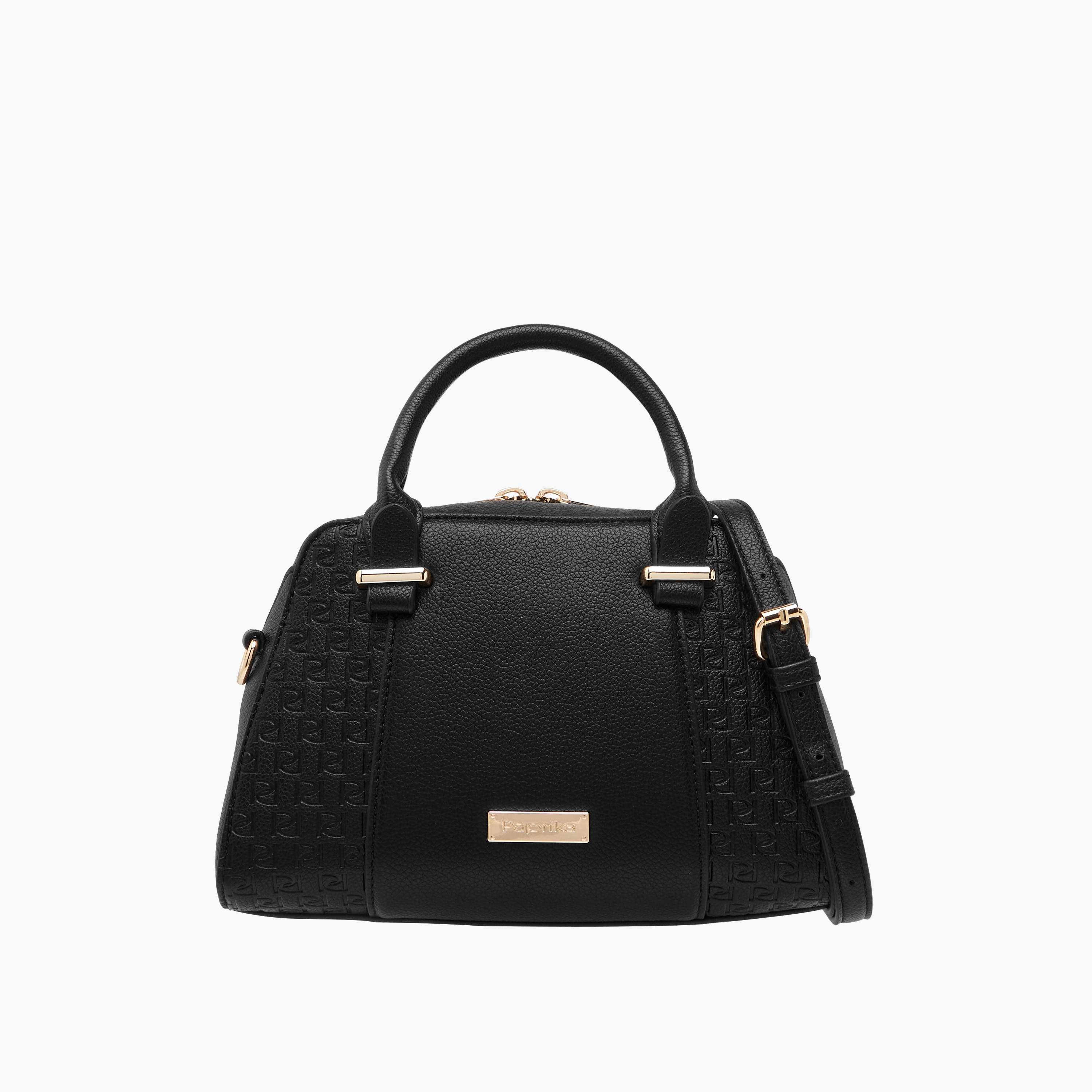 Paprika Monogram Embossed Tote Bag with Double Handles and Detachable Strap-women-bagsandwallets-handbags-image-1