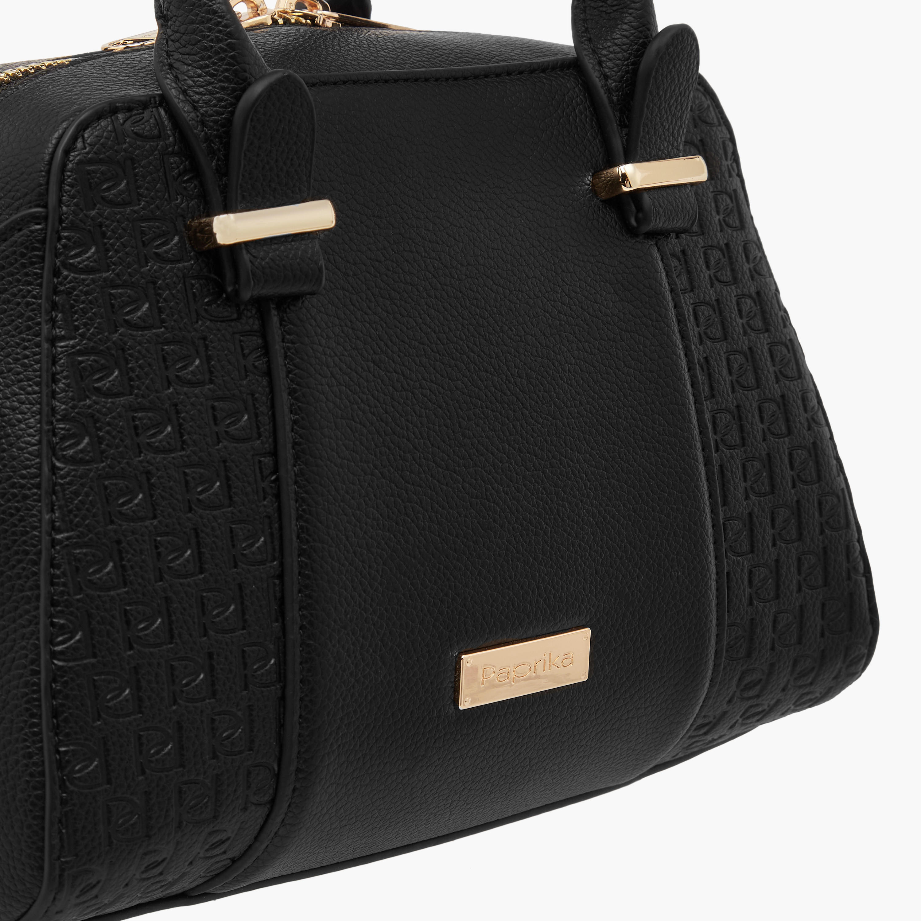 Paprika Monogram Embossed Tote Bag with Double Handles and Detachable Strap-women-bagsandwallets-handbags-image-4