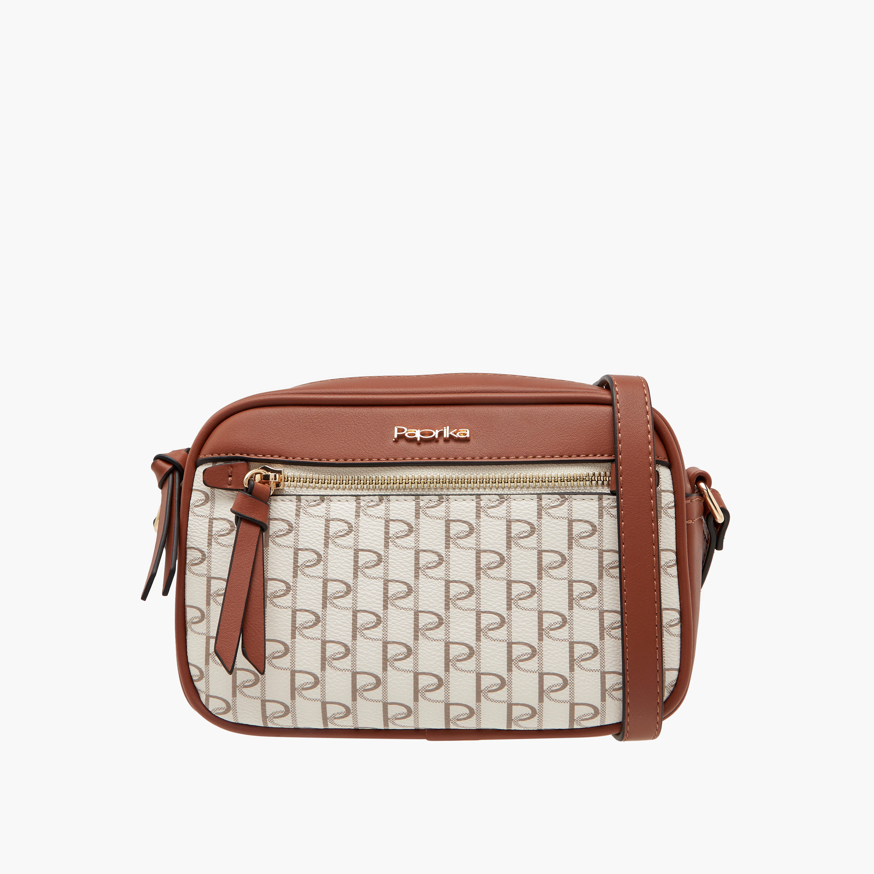 شنطة كروس بودي بطبعات مونوجرام وحزام قابل للتعديل من بابريكا-women-bagsandwallets-handbags-image-1