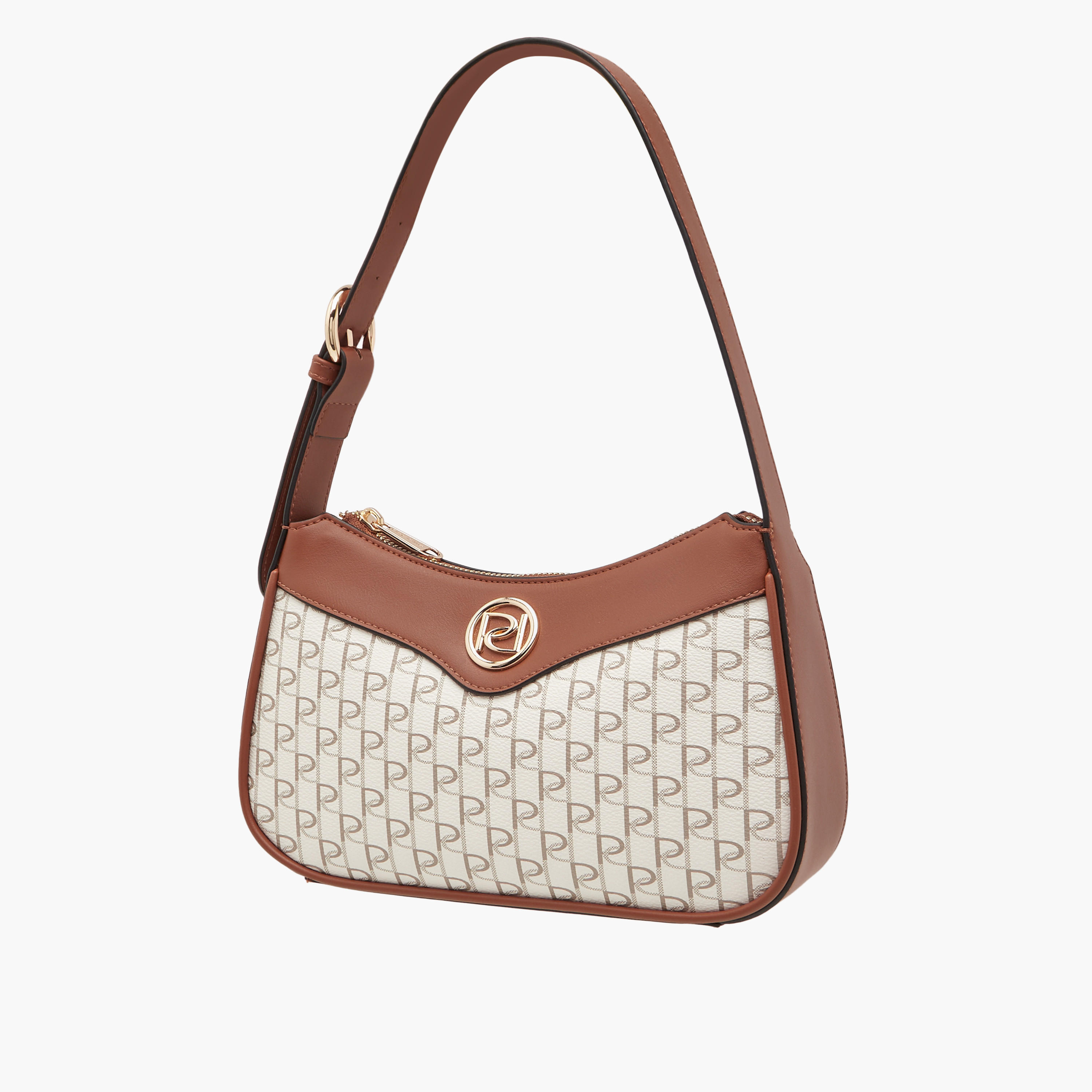 شنطة كتف بطبعات مونوجرام وسحاب إغلاق من بابريكا-women-bagsandwallets-handbags-image-2