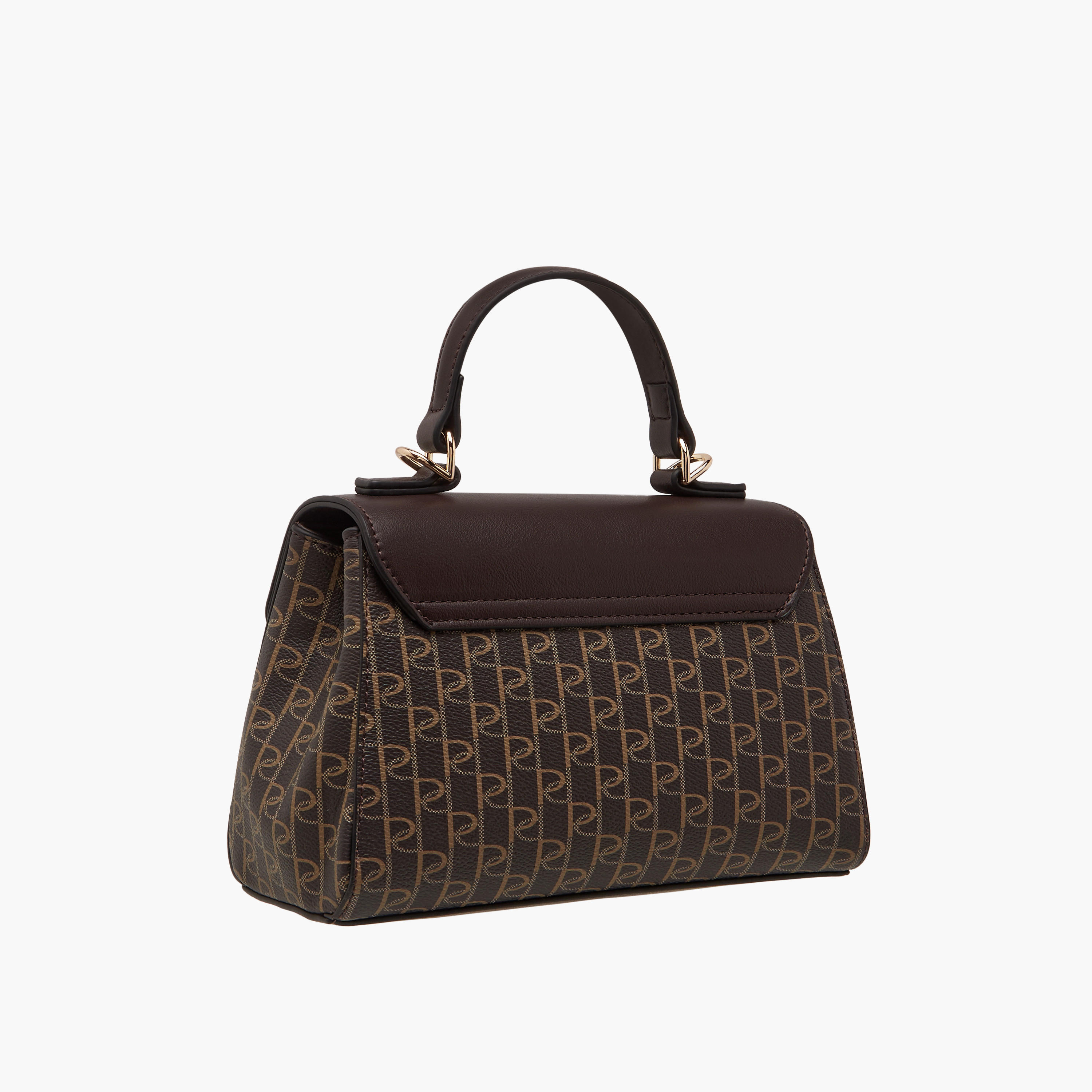Paprika Monogram Print Satchel Bag with Chain Strap-women-bagsandwallets-handbags-image-3