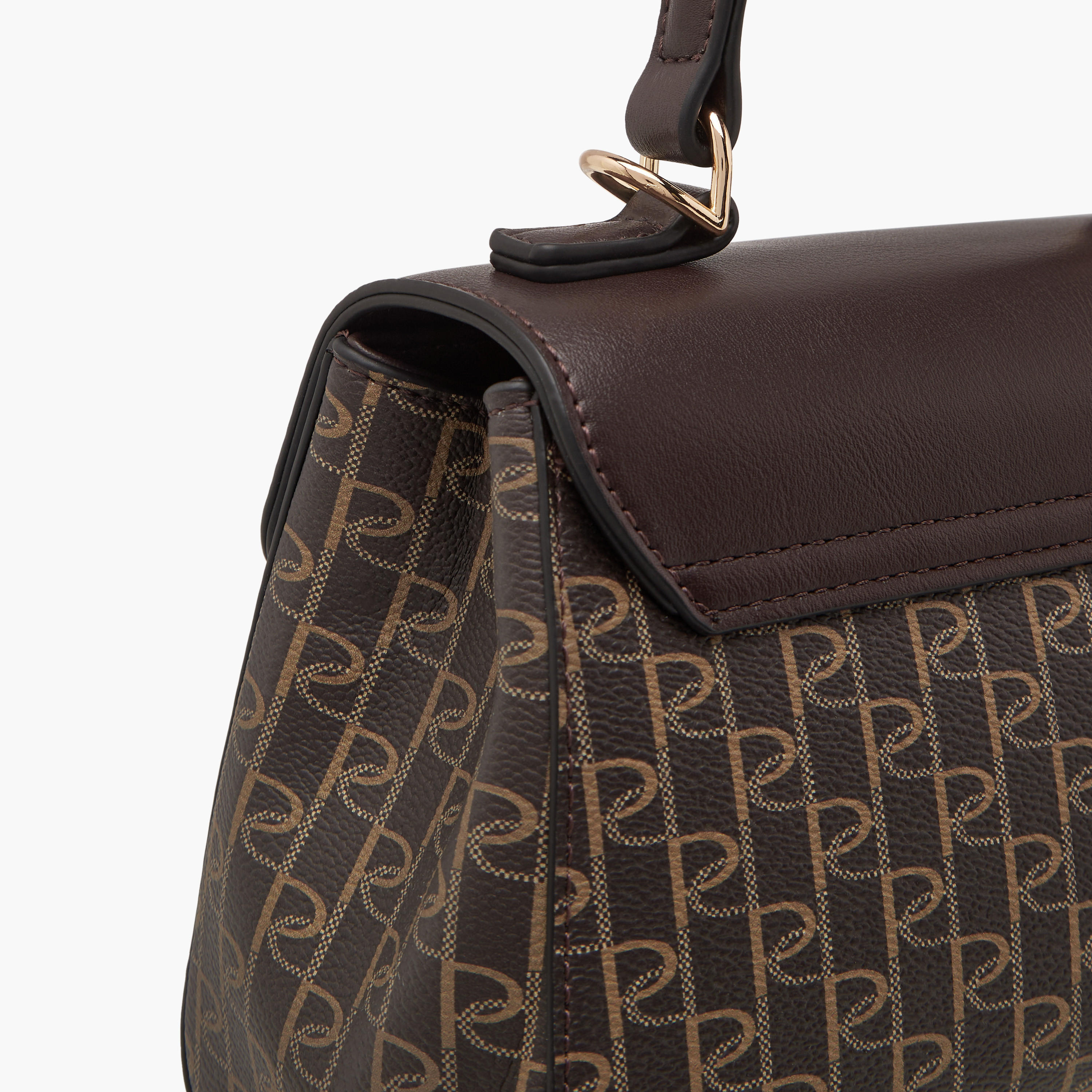 Paprika Monogram Print Satchel Bag with Chain Strap-women-bagsandwallets-handbags-image-5