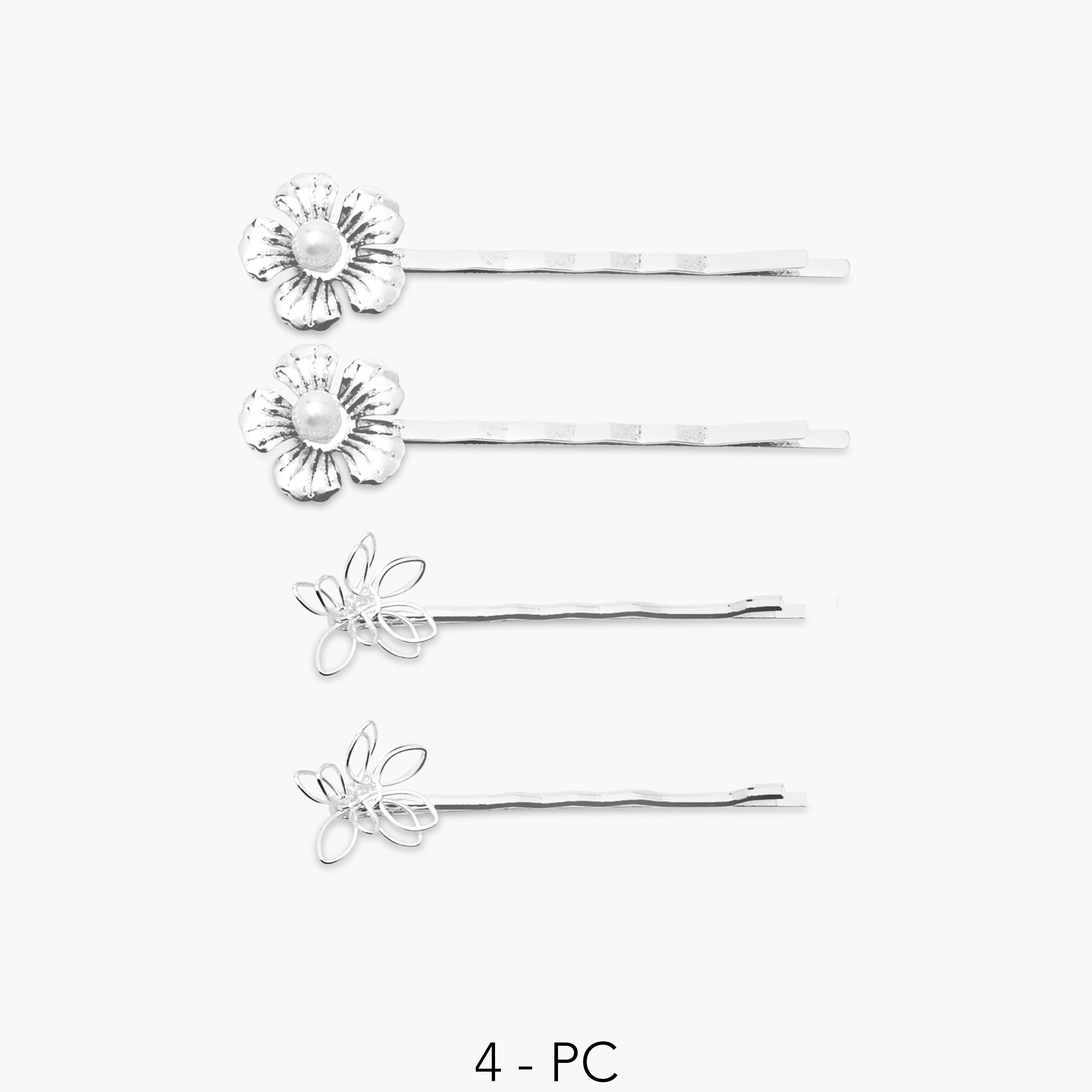 Floral Accent Detail Hairpin - Set of 4-women-hairaccessories-hairpins-image-1