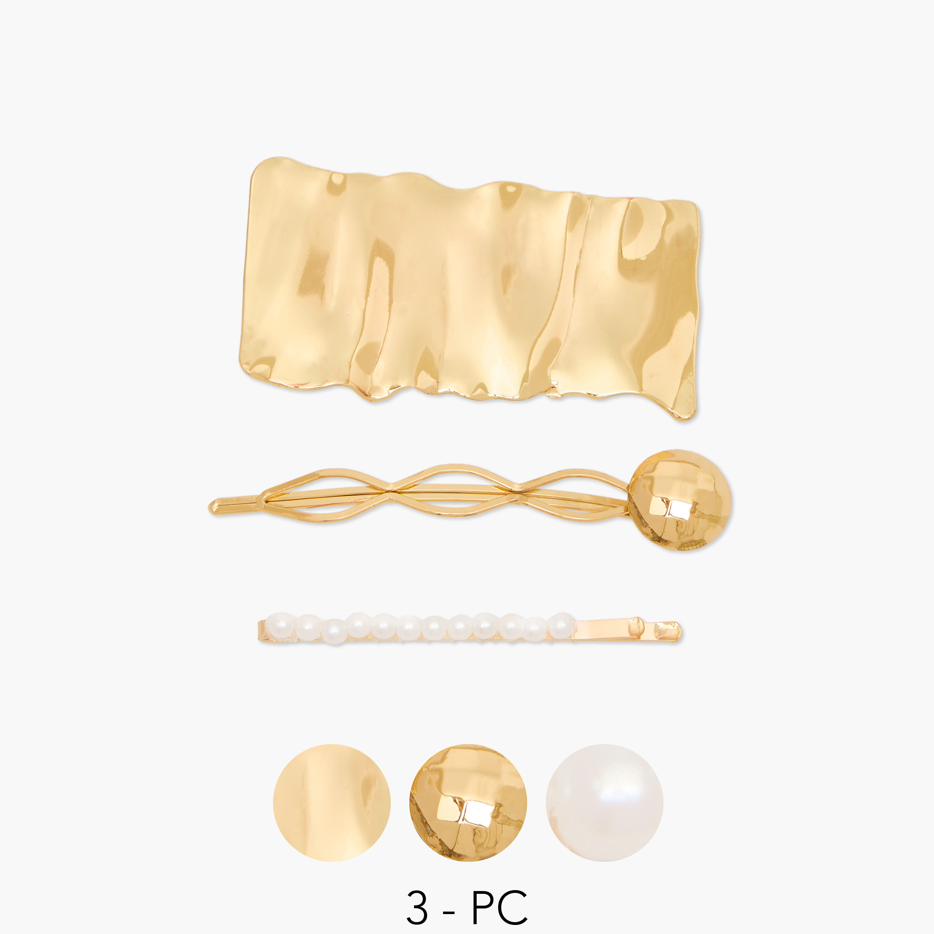 مشابك شعر ميتاليك متنوعة - طقم 3 قطع-women-hairaccessories-clips-image-1