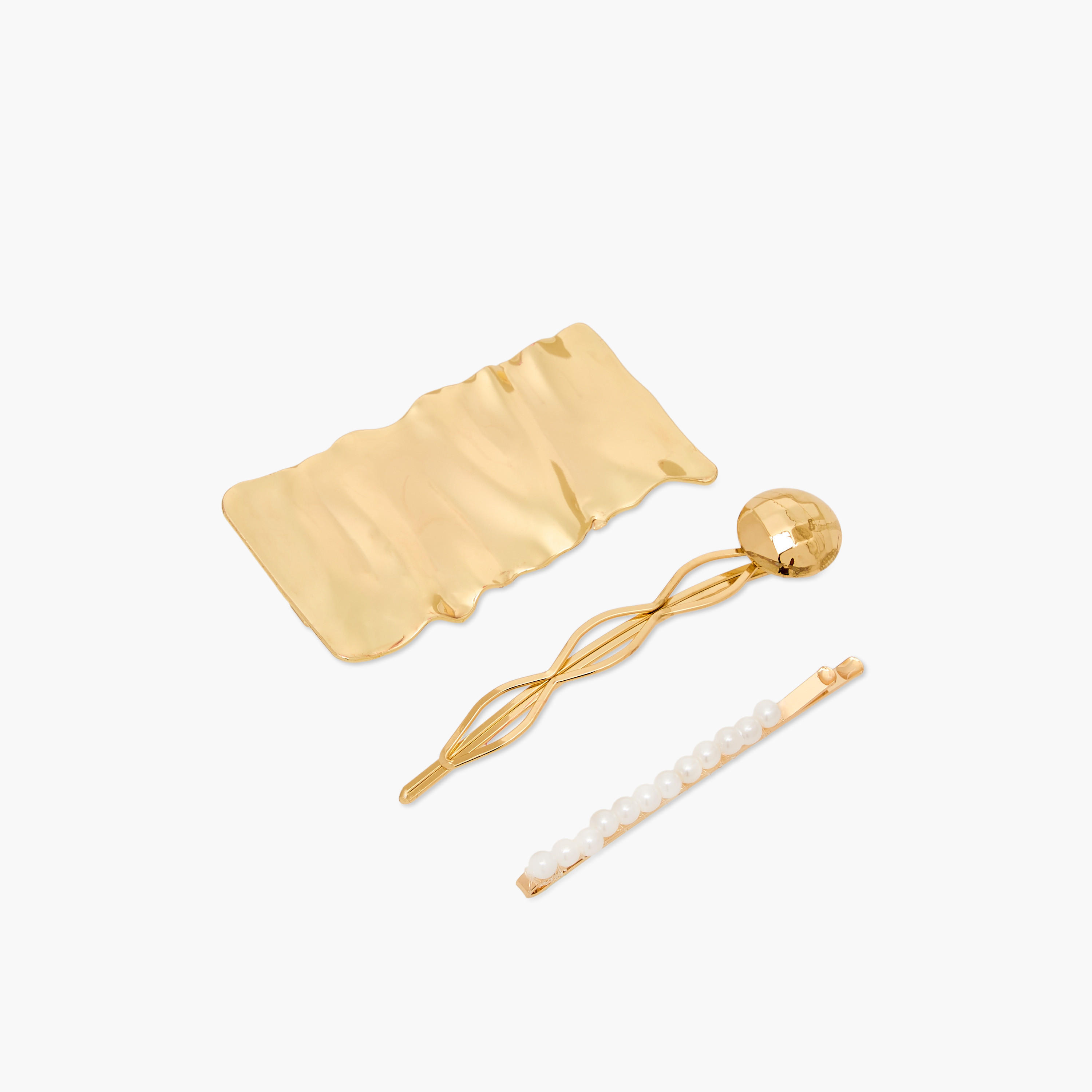 مشابك شعر ميتاليك متنوعة - طقم 3 قطع-women-hairaccessories-clips-image-4