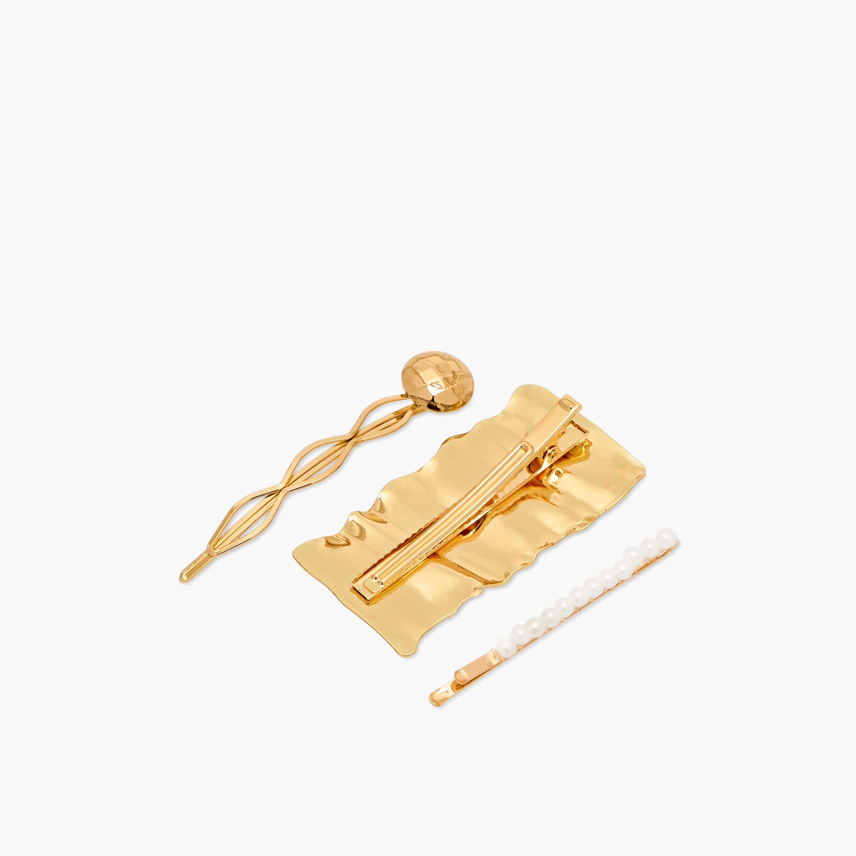 مشابك شعر ميتاليك متنوعة - طقم 3 قطع-women-hairaccessories-clips-image-5