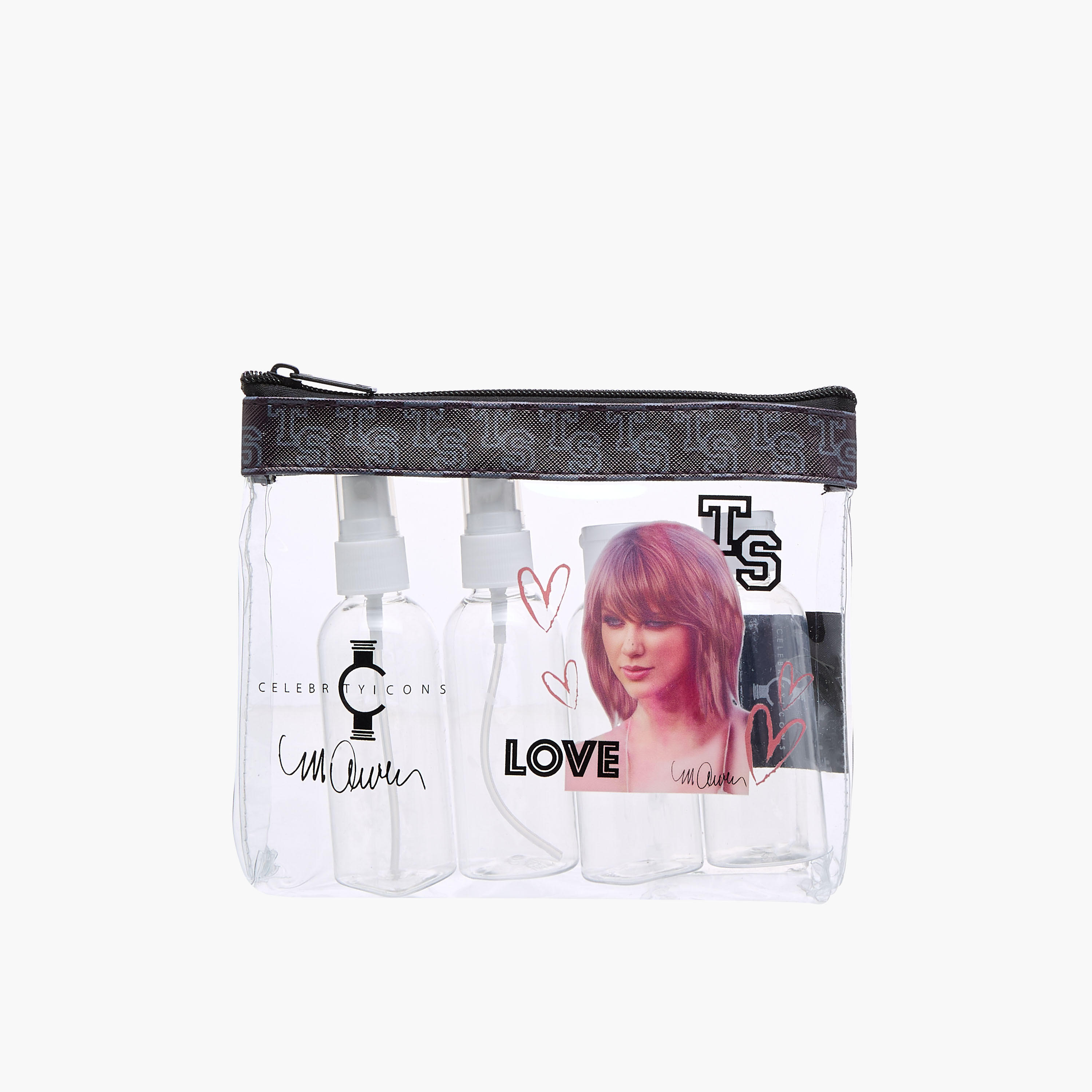 Celebrity Taylor Swift Icon 4-Piece Travel Bottle Set with Pouch-travel-accessories-image-1