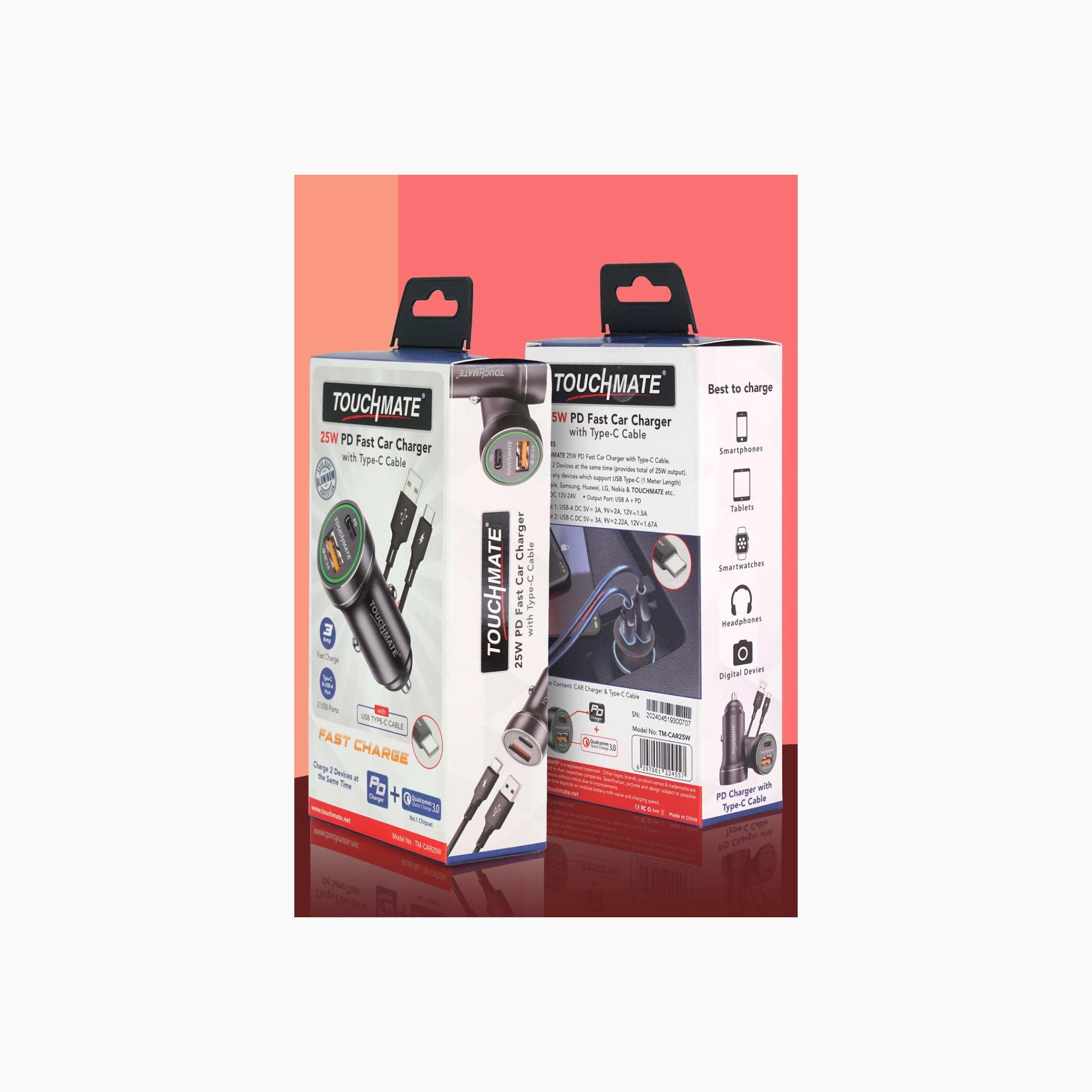 Touchmate 25W PD Car Charger with Type-C Cable-electronics-accessories-image-1