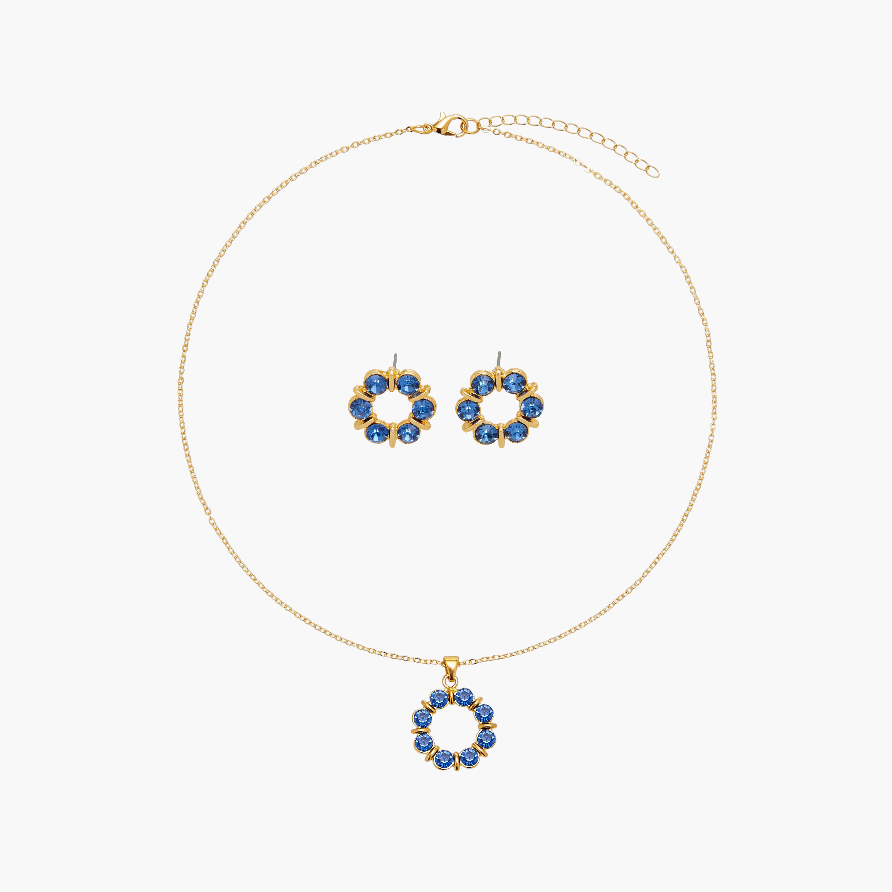 Cubic Zirconia Embellished Pendant Necklace and Earrings Set-women-watchesandjewellery-jewellery-jewellerysets-image-1