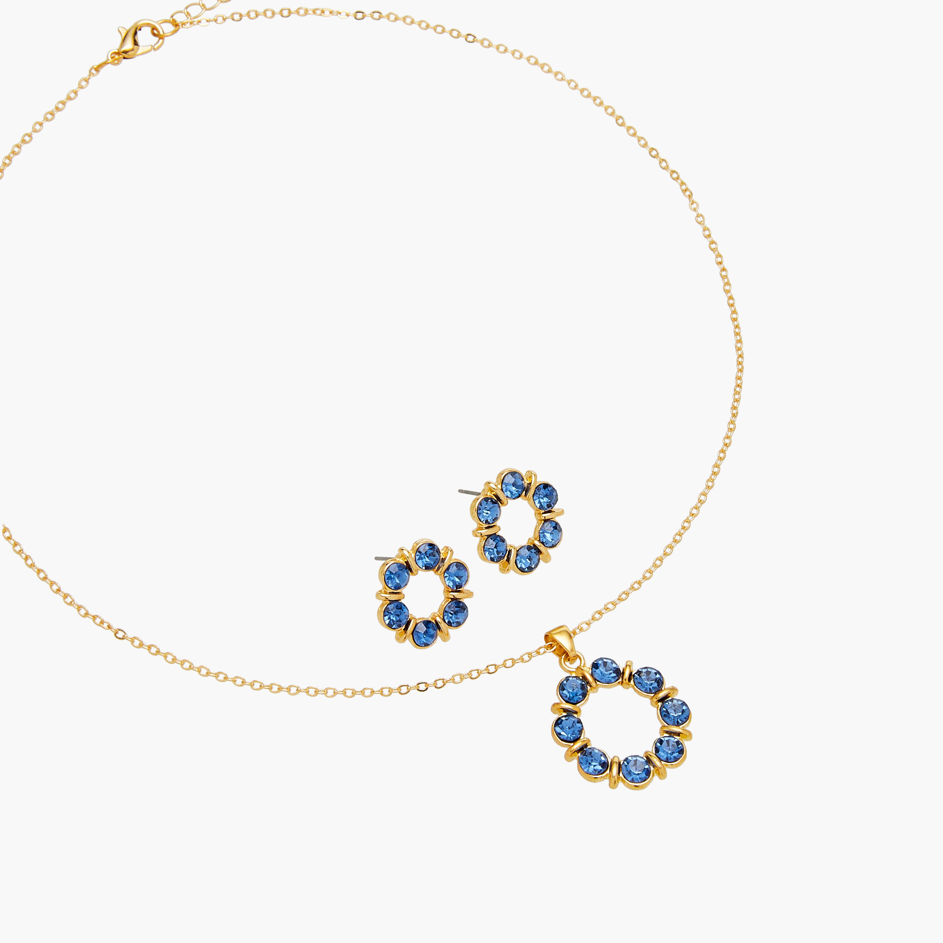 Cubic Zirconia Embellished Pendant Necklace and Earrings Set-women-watchesandjewellery-jewellery-jewellerysets-image-3
