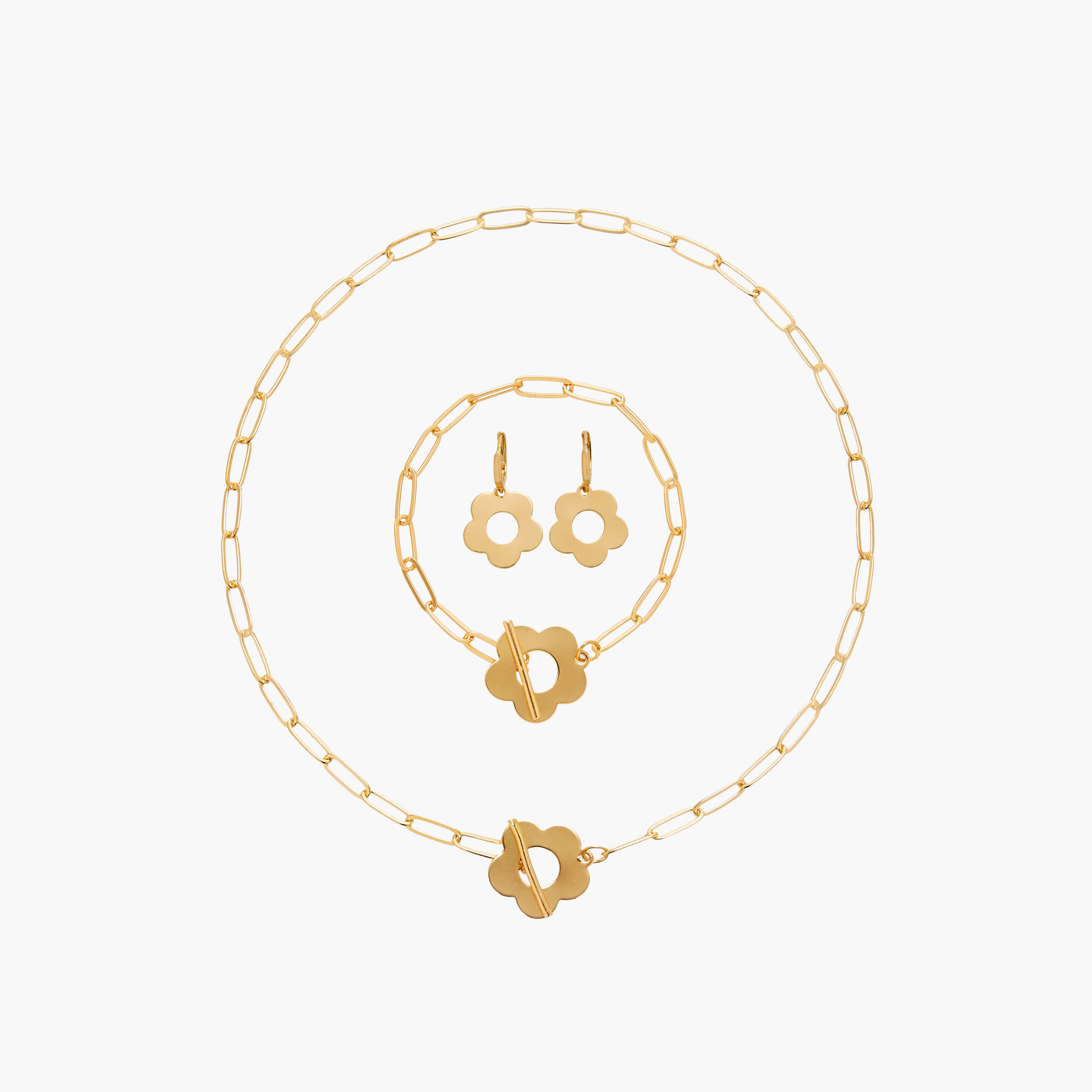 Floral Pendant Necklace with Earrings and Bracelet Set-women-watchesandjewellery-jewellery-jewellerysets-image-1