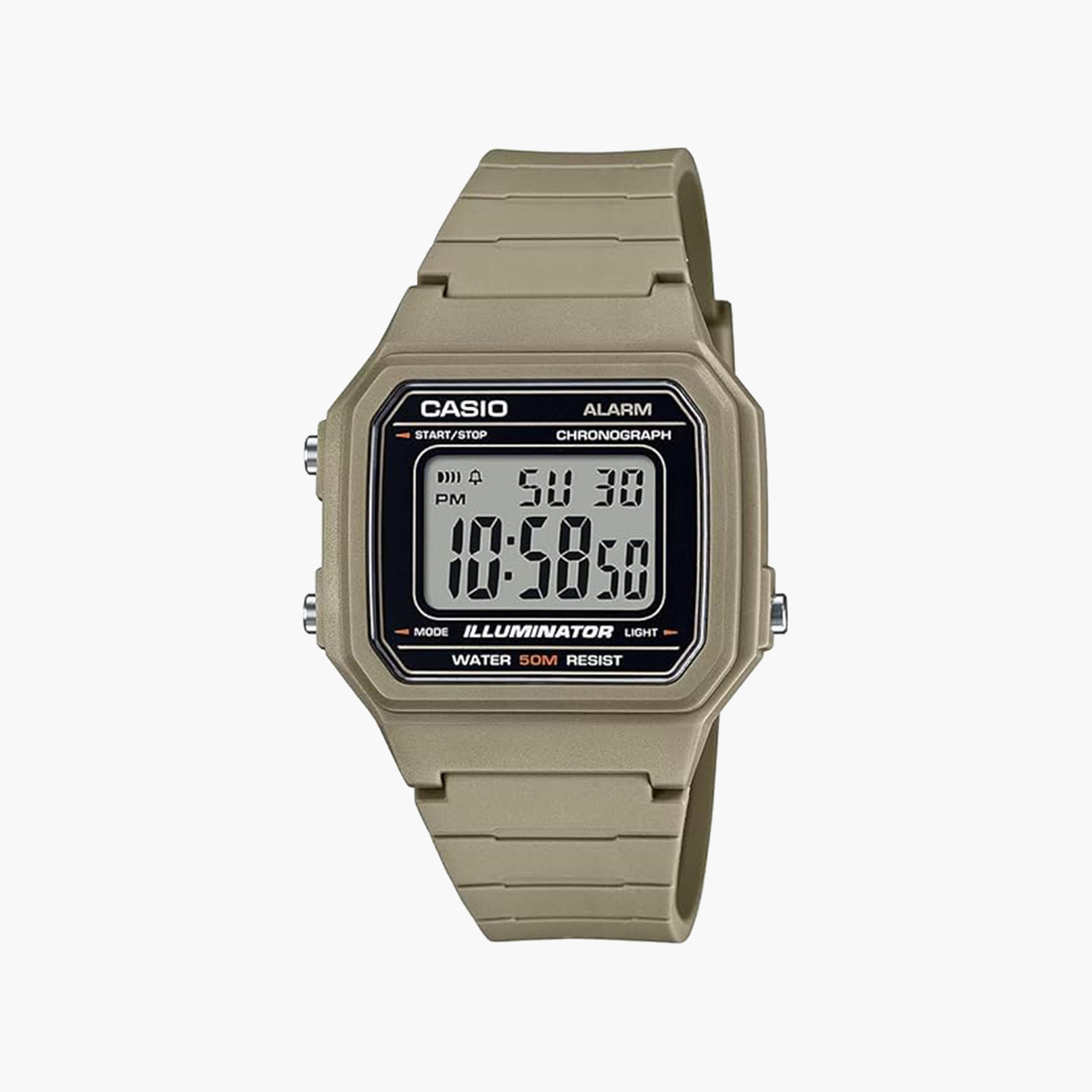 Casio Men's 43 MM Brown Digital Plastic Strap Watch | W-217H-5AVDF-men-watchesandjewellery-watches-image-1