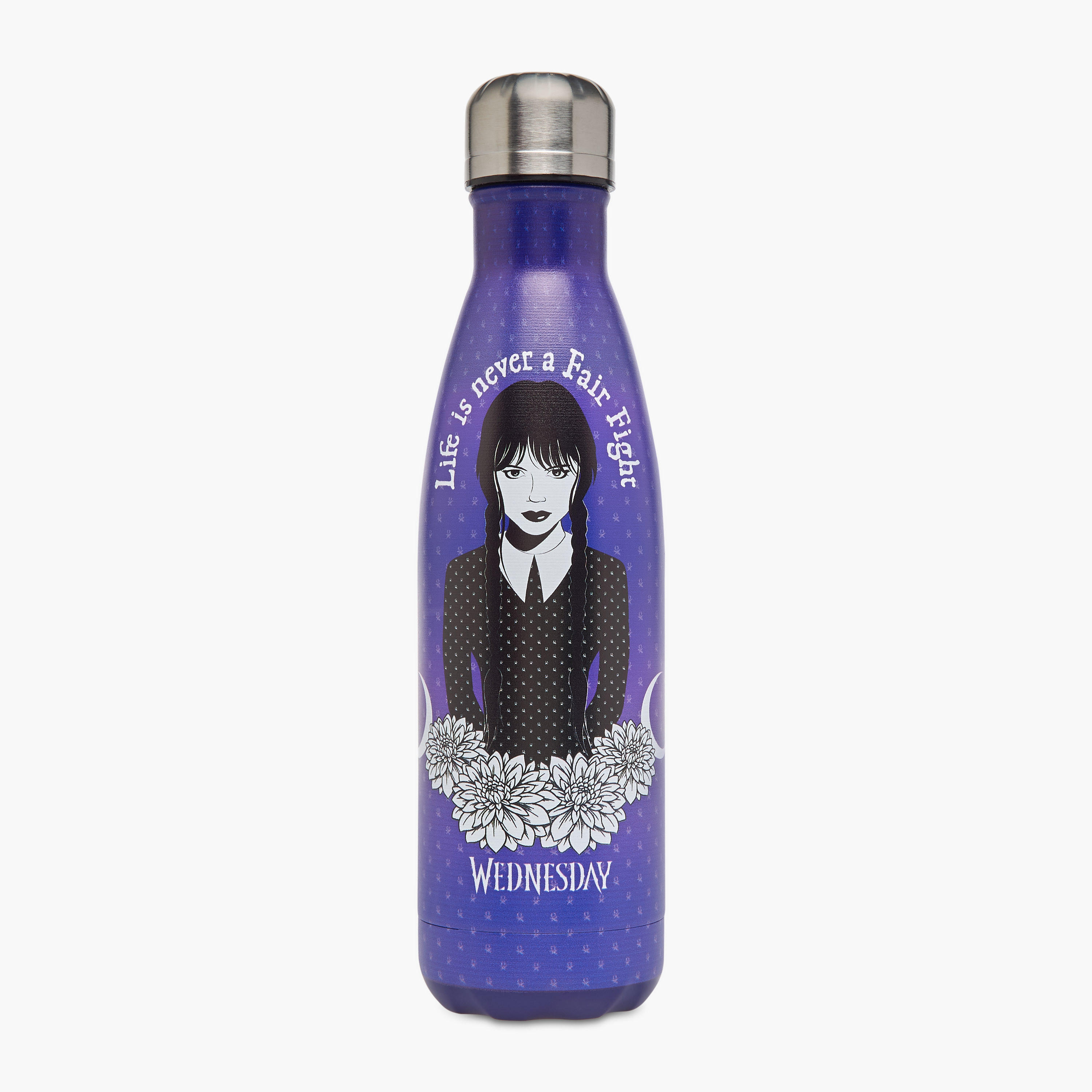Wednesday Print Stainless Steel Water Bottle - 500 ml-school-waterbottles-image-1