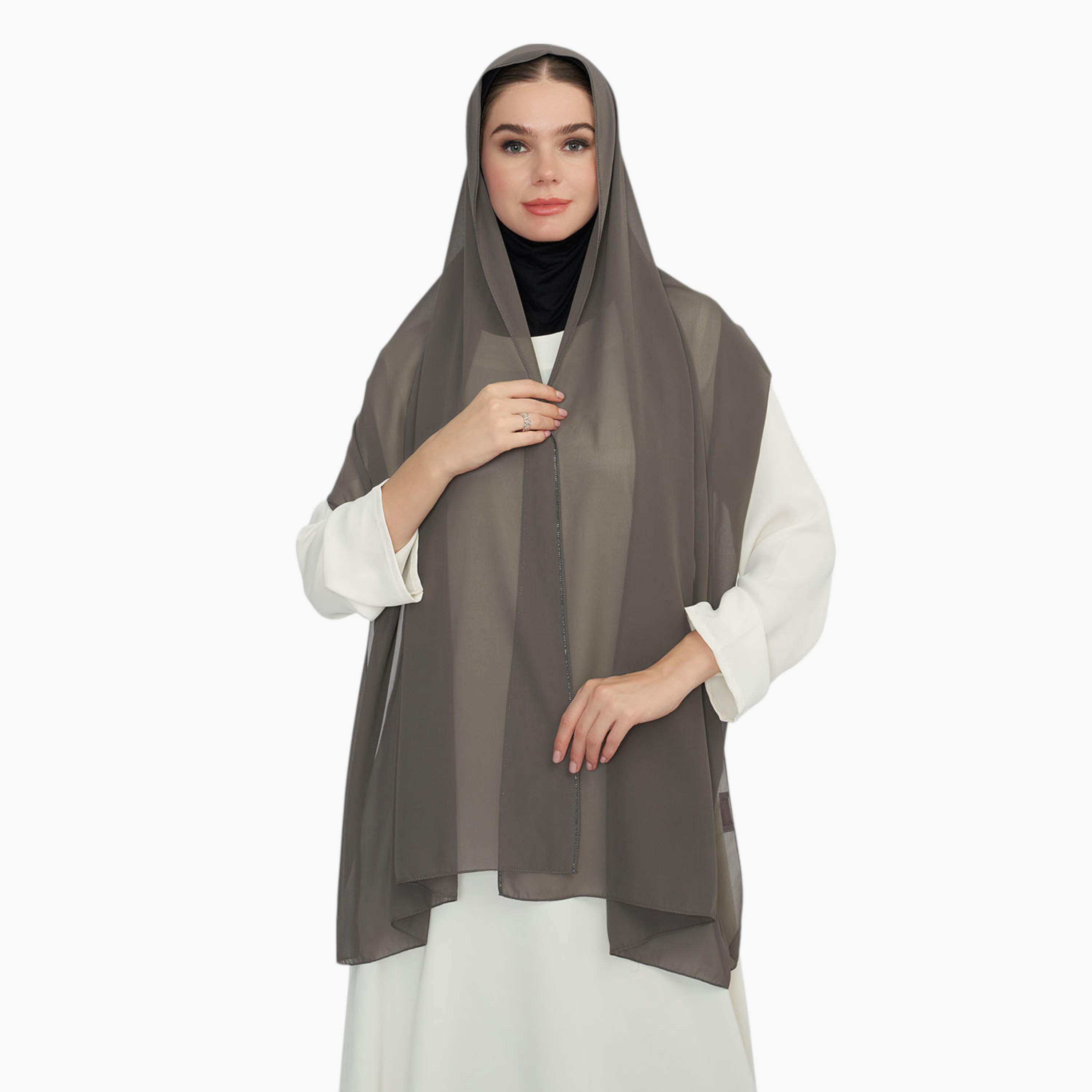 Logo Embellished Hijab-women-arabicclothing-headscarf-hijab-image-2