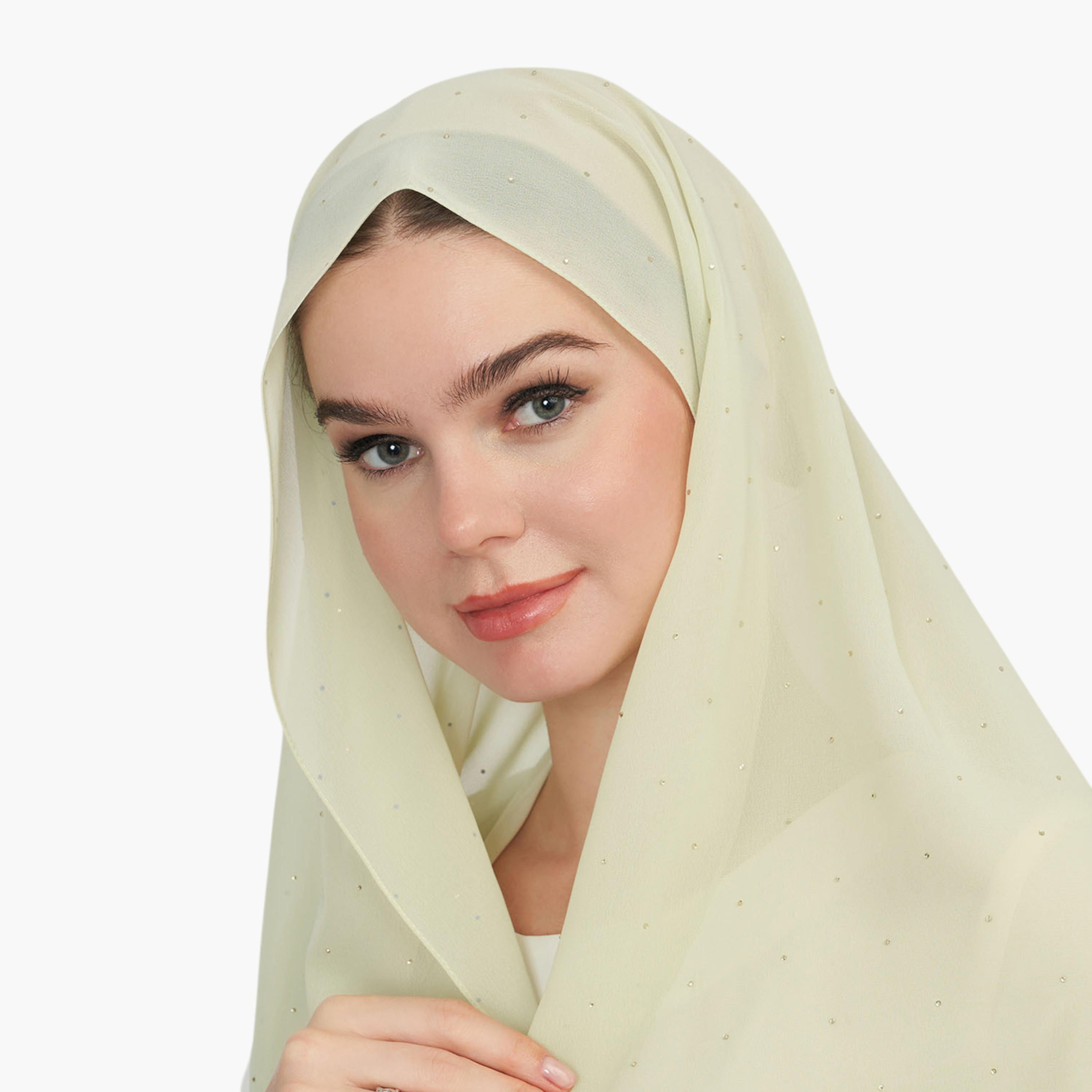 Logo Embellished Hijab-women-arabicclothing-headscarf-hijab-image-1