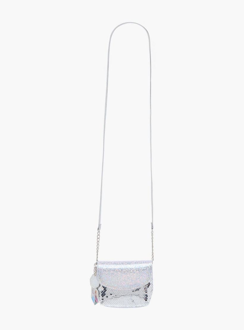 Disney Elsa and Anna Print Sequin Embellished Crossbody bag with Flap Closure-girls-accessories-bags-image-2