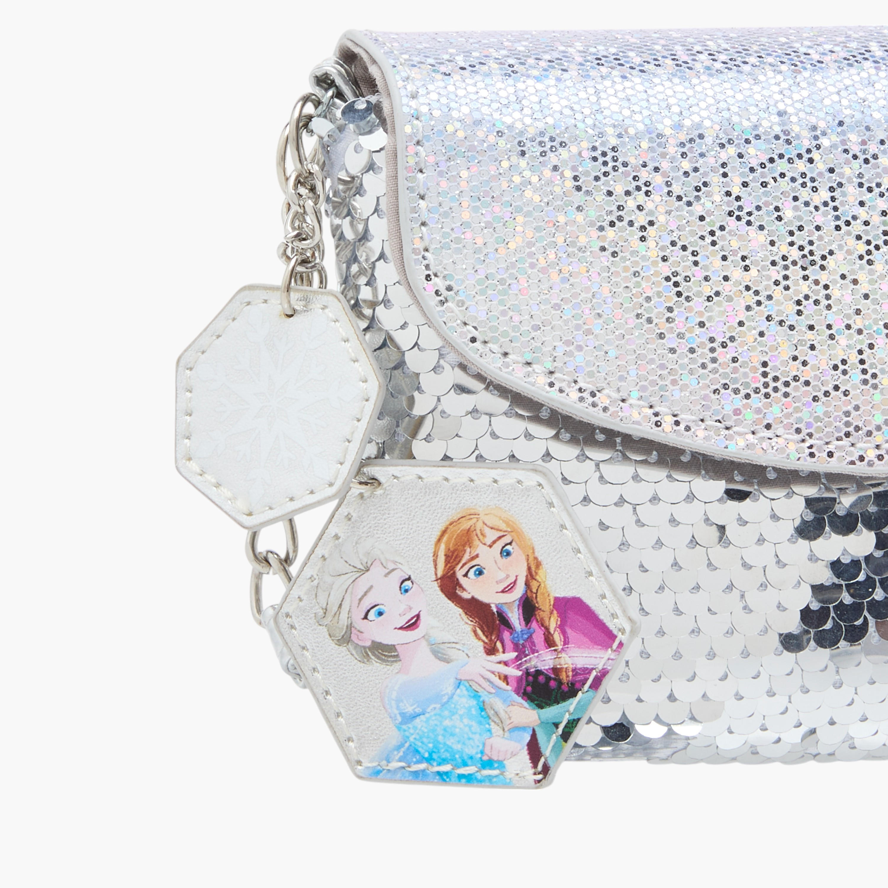 Disney Elsa and Anna Print Sequin Embellished Crossbody bag with Flap Closure-girls-accessories-bags-image-4