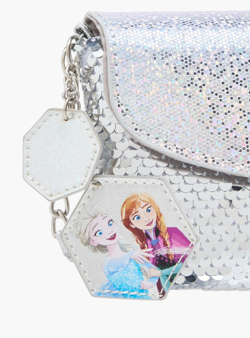 Disney Elsa and Anna Print Sequin Embellished Crossbody bag with Flap Closure-girls-accessories-bags-image-4