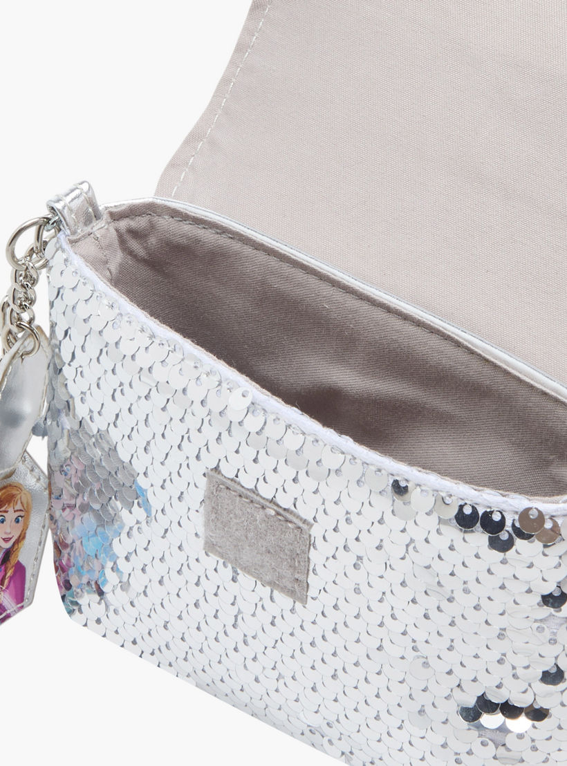 Disney Elsa and Anna Print Sequin Embellished Crossbody bag with Flap Closure-girls-accessories-bags-image-7