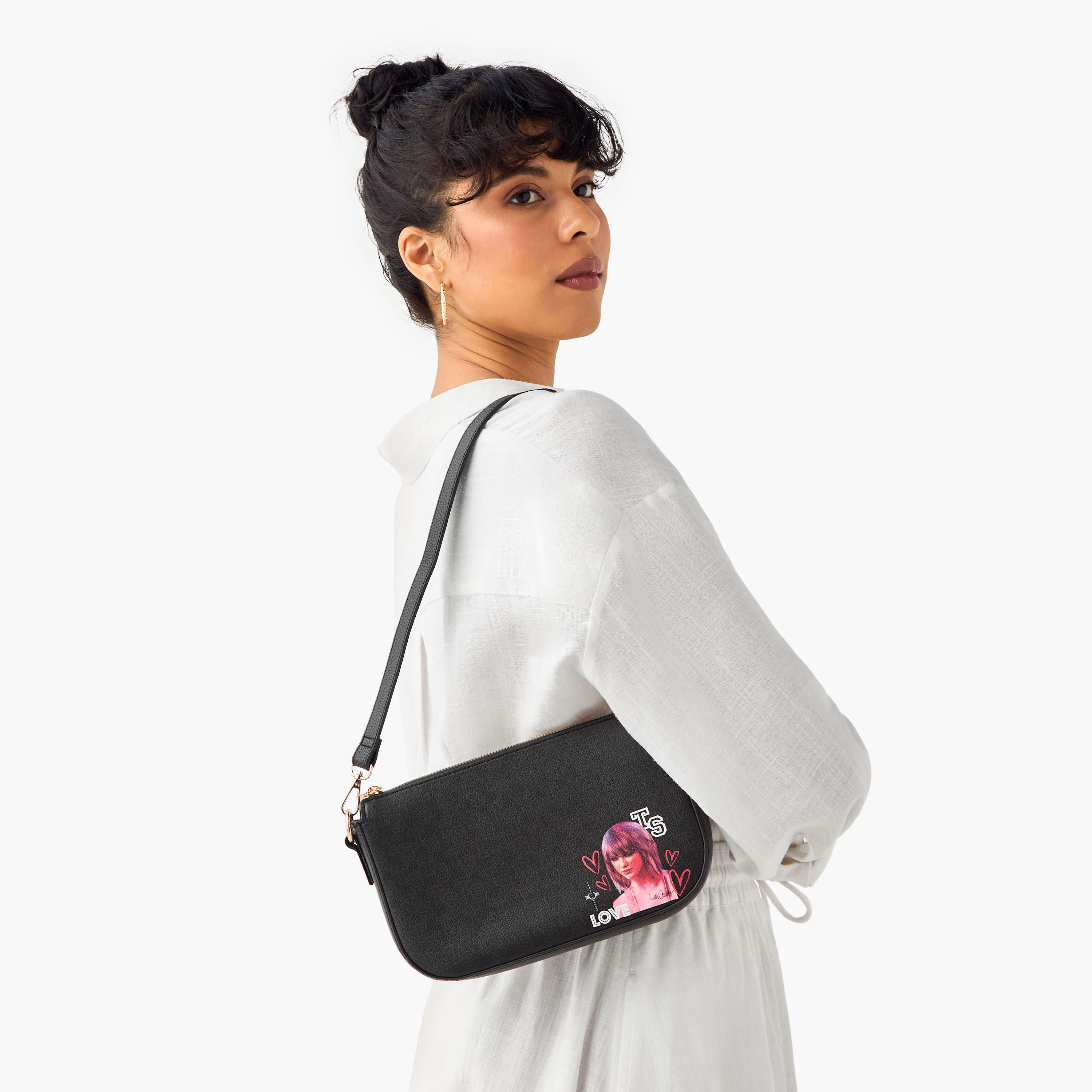 Sasha Taylor Swift Print Shoulder Bag with Detachable Strap and Zip Closure-women-bagsandwallets-handbags-image-2