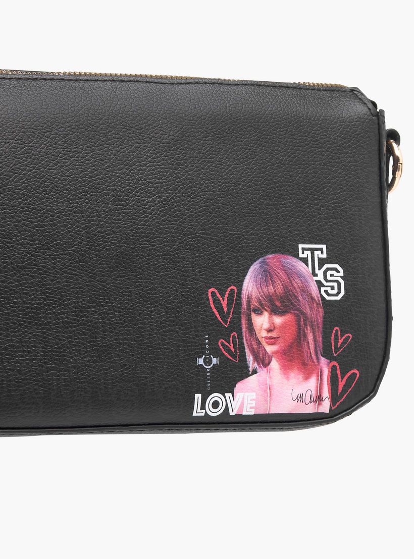 Sasha Taylor Swift Print Shoulder Bag with Detachable Strap and Zip Closure-women-bagsandwallets-handbags-image-5