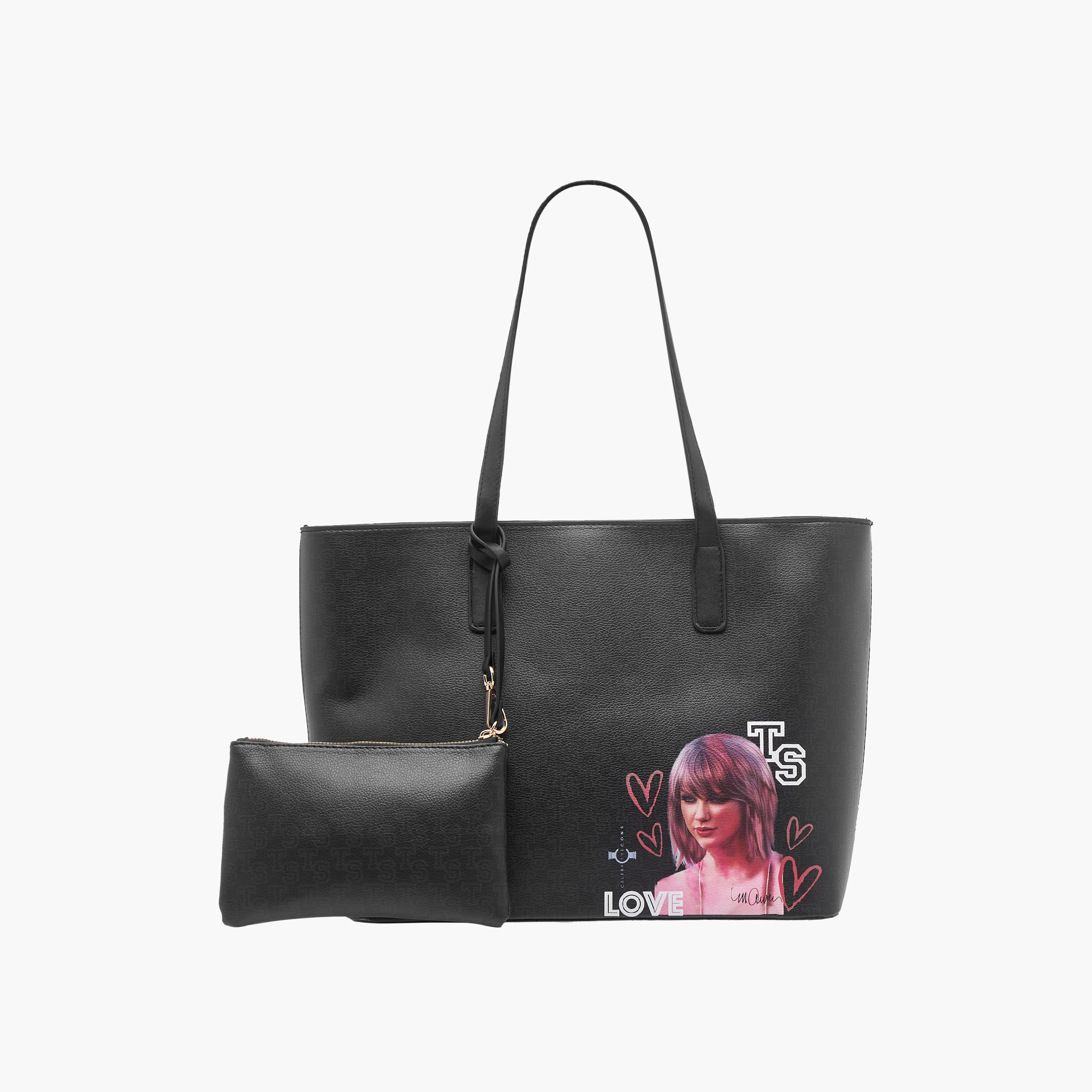 Sasha Celebrity Icons Taylor Swift Print Tote Bag with Double Handles and Pouch-women-bagsandwallets-handbags-image-1