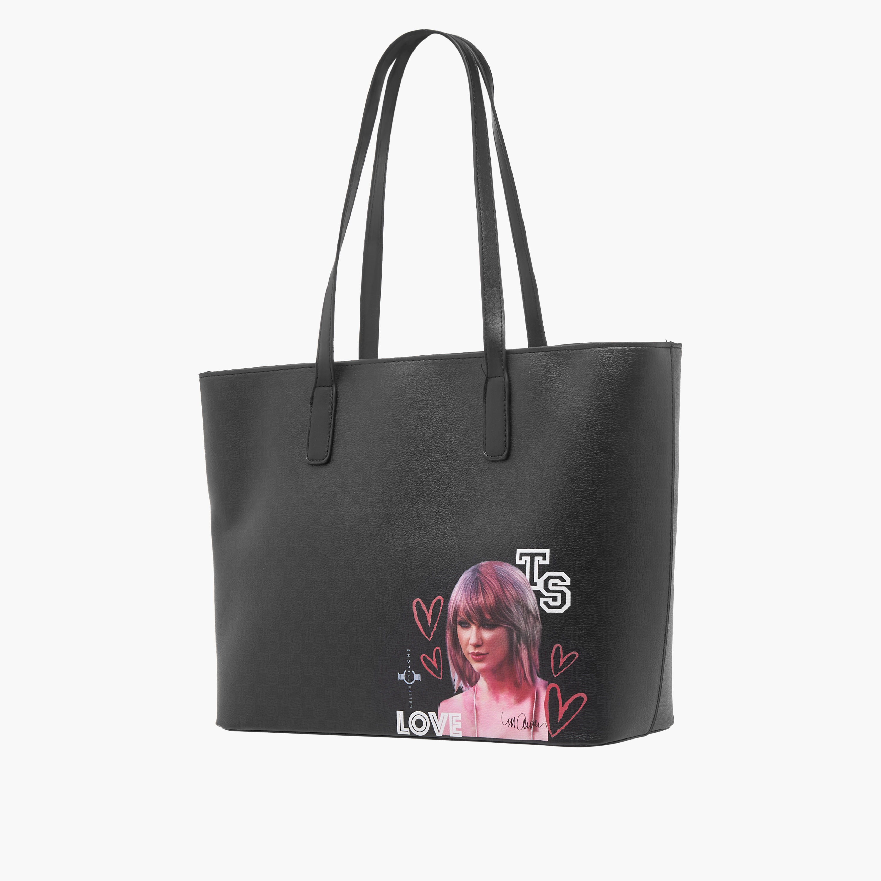 Sasha Celebrity Icons Taylor Swift Print Tote Bag with Double Handles and Pouch-women-bagsandwallets-handbags-image-3