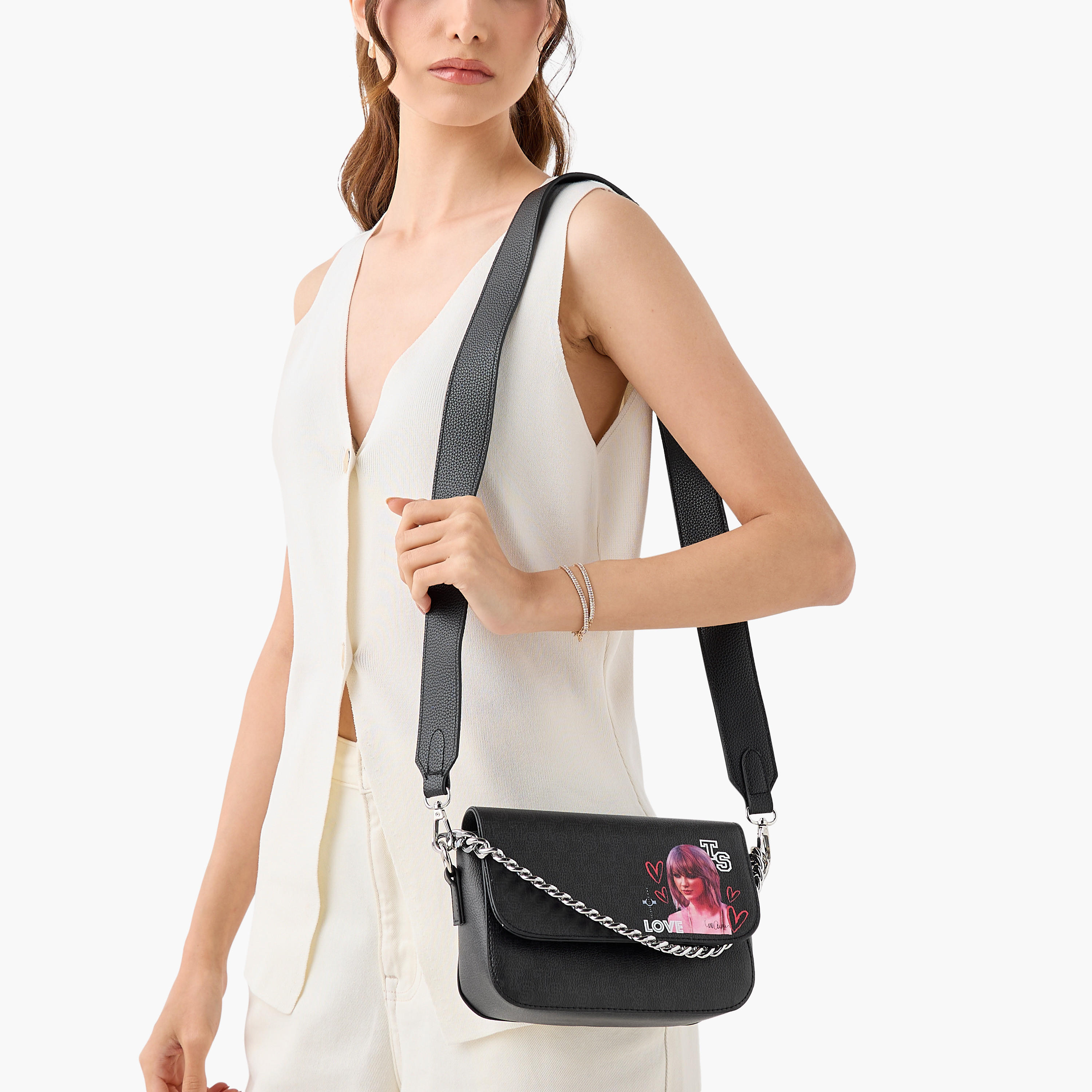 Sasha Celebrity Icons Taylor Swift Print Shoulder Bag with Chain Strap-women-bagsandwallets-handbags-image-8