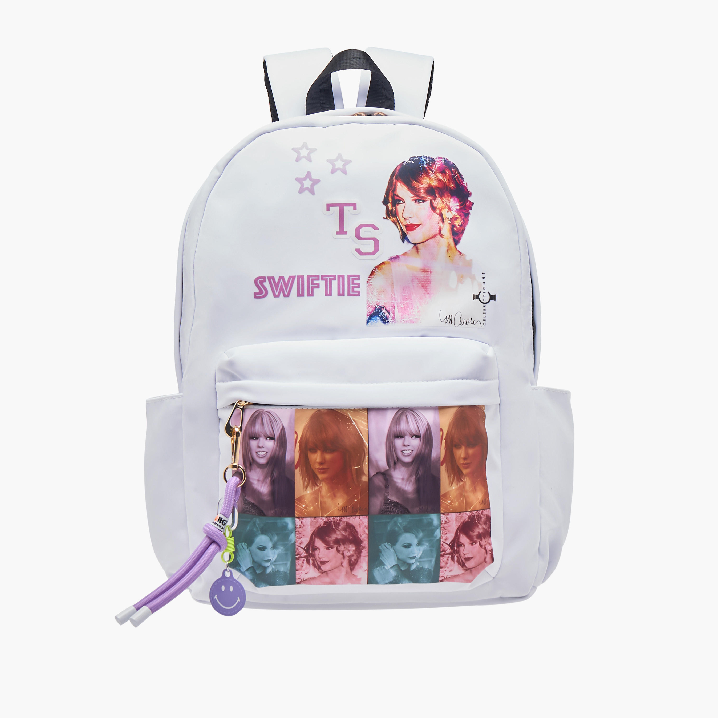 Sasha Taylor Swift Print Backpack with Zip Closure and Laptop Compartment-women-bagsandwallets-backpacks-image-1