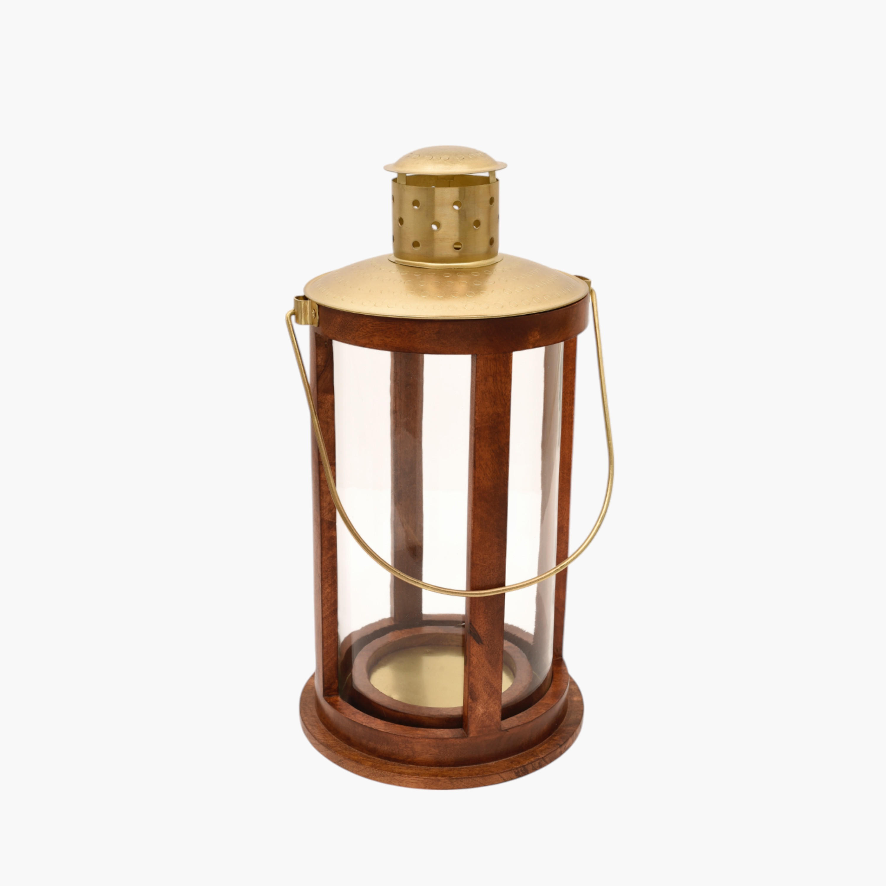 Crafted by Lifestyle Wooden Frame Lantern with Handle - 49 cms-household-decor-candleholdersandlanterns-image-1