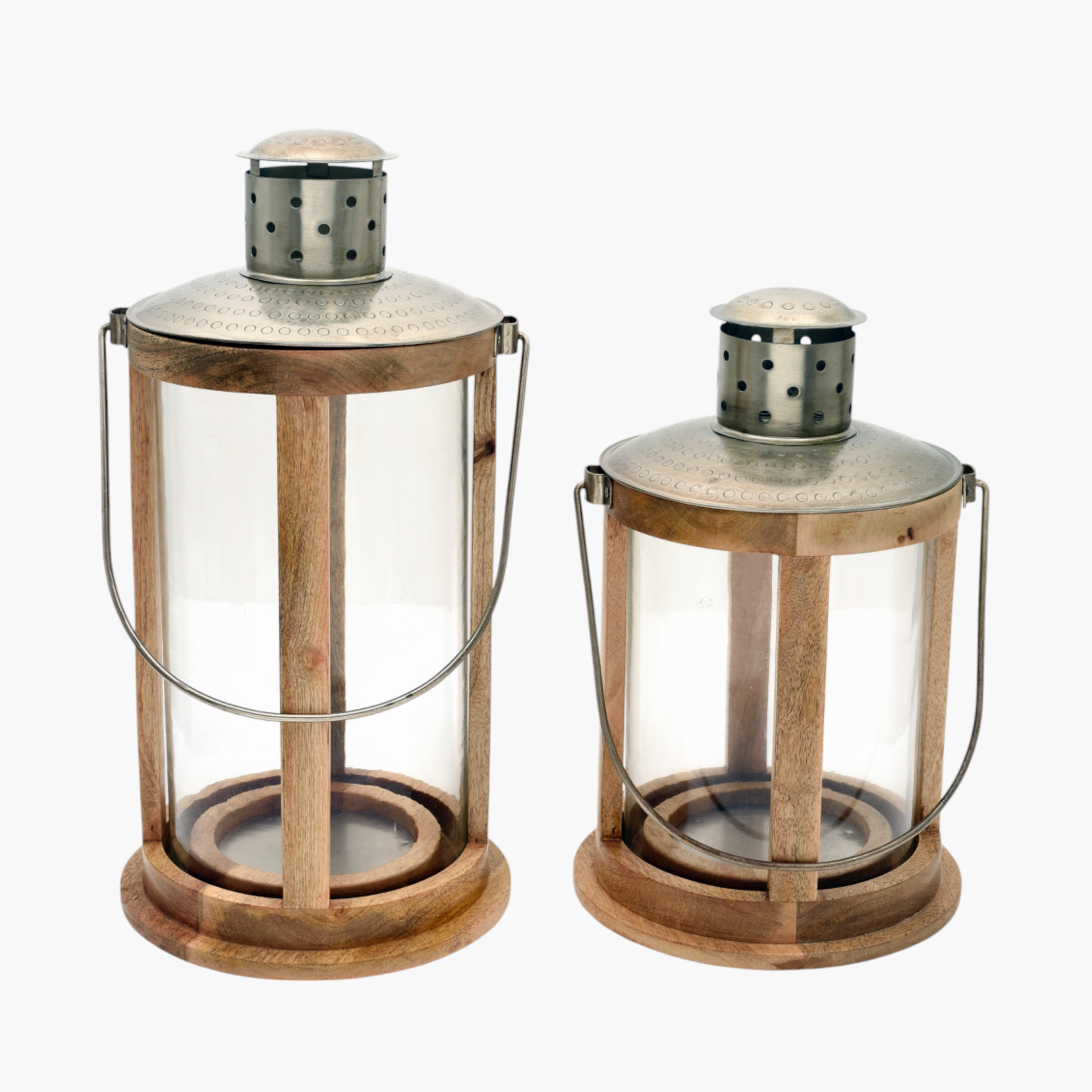 Crafted by Lifestyle Wooden Lantern with Handle - 39 cms-household-decor-candleholdersandlanterns-image-2