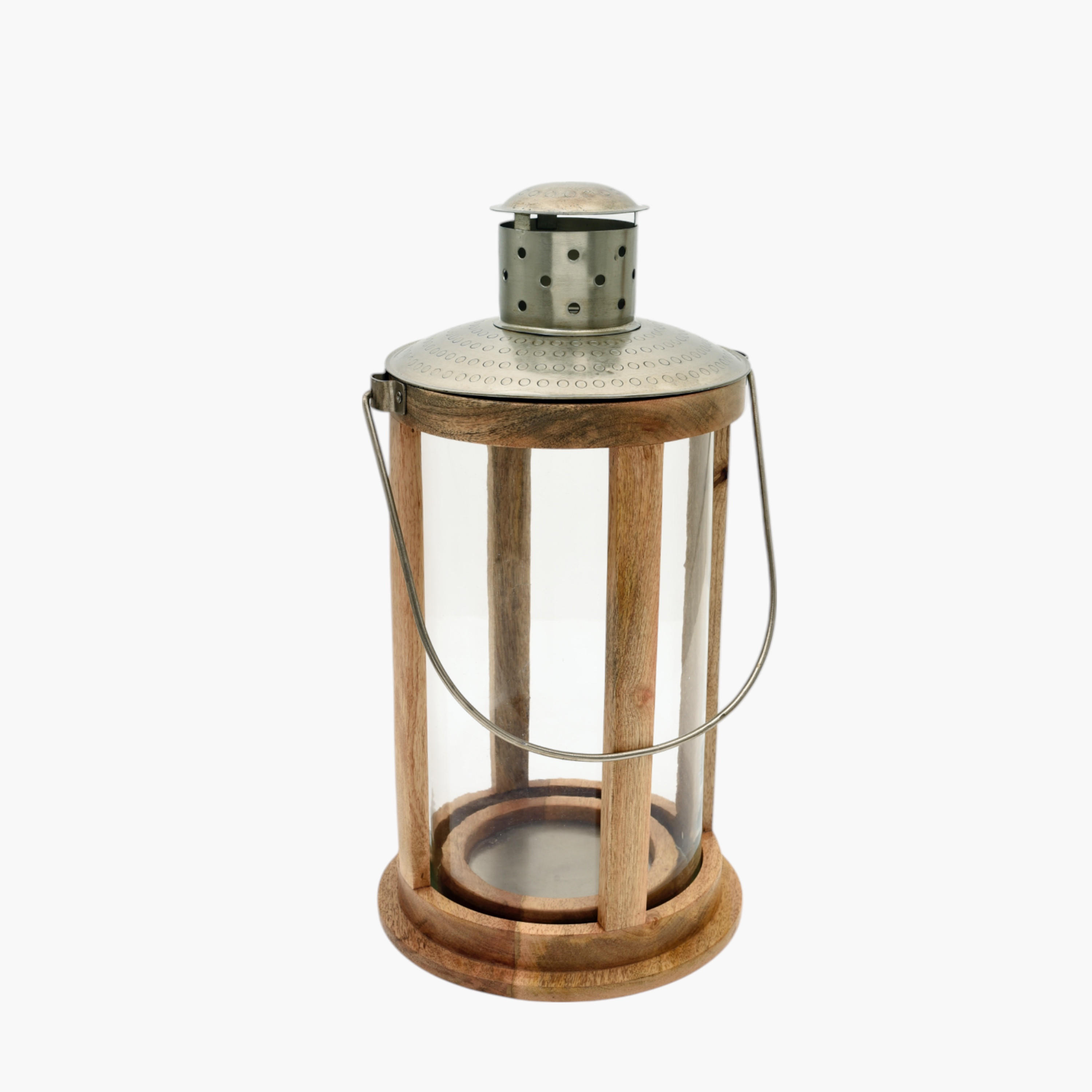 Crafted by Lifestyle Wooden Frame Lantern with Handle - 49 cms-household-decor-candleholdersandlanterns-image-1