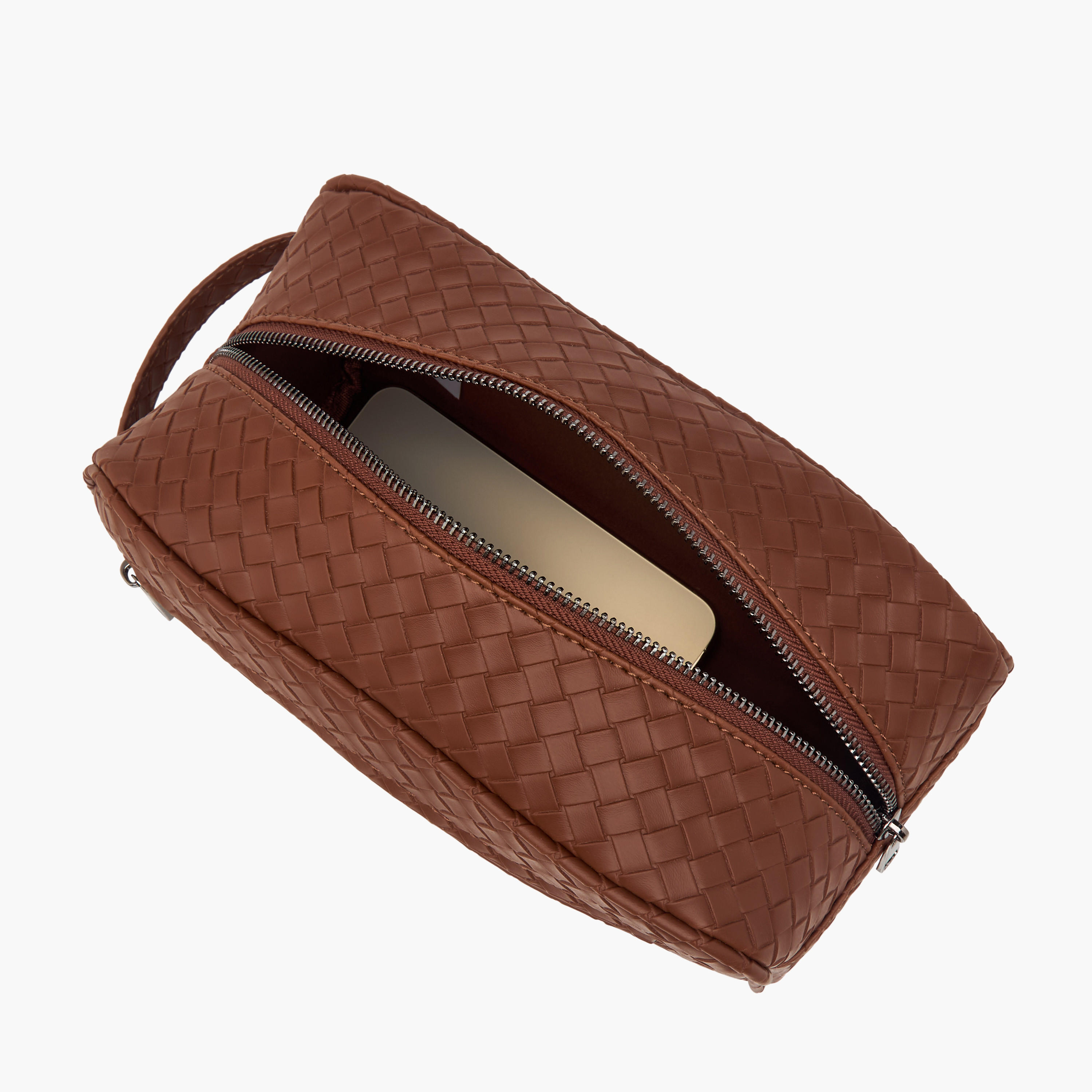 Sasha Textured Pouch with Zip Closure and Handle-beautyandpersonalcare-makeup-brushesandaccessories-makeuppouches-image-5