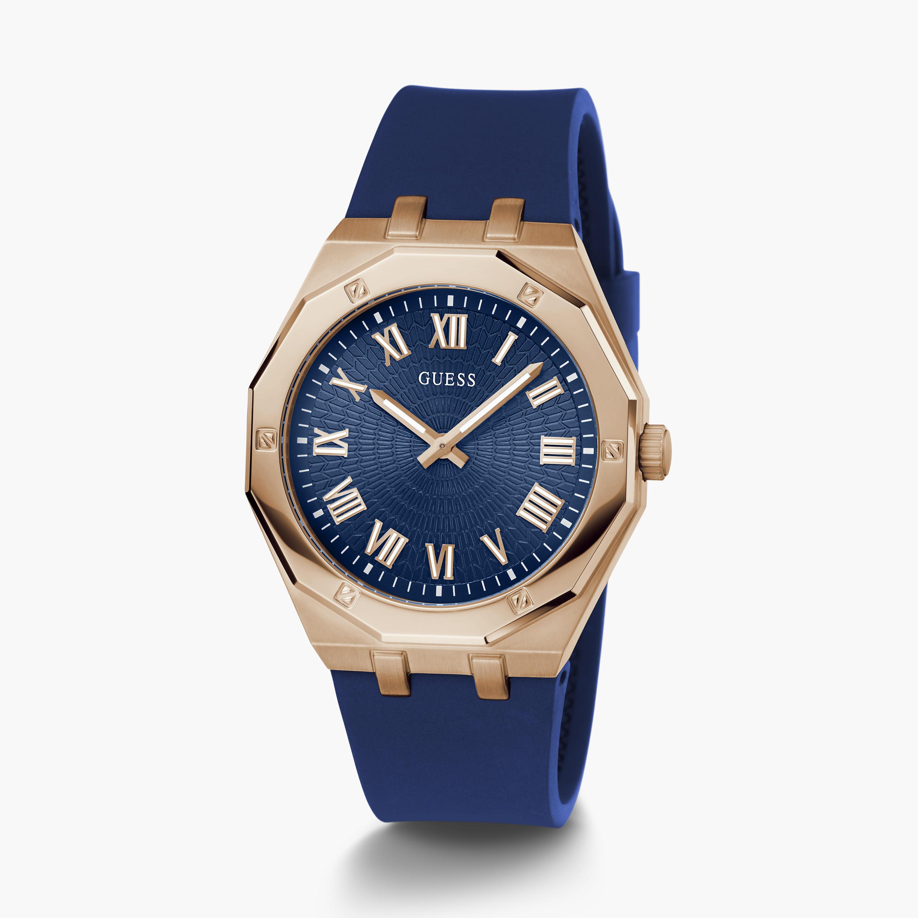 Guess Men's 42 MM Blue Analog Silicone Strap Watch | GW0663G3-men-watchesandjewellery-watches-image-2
