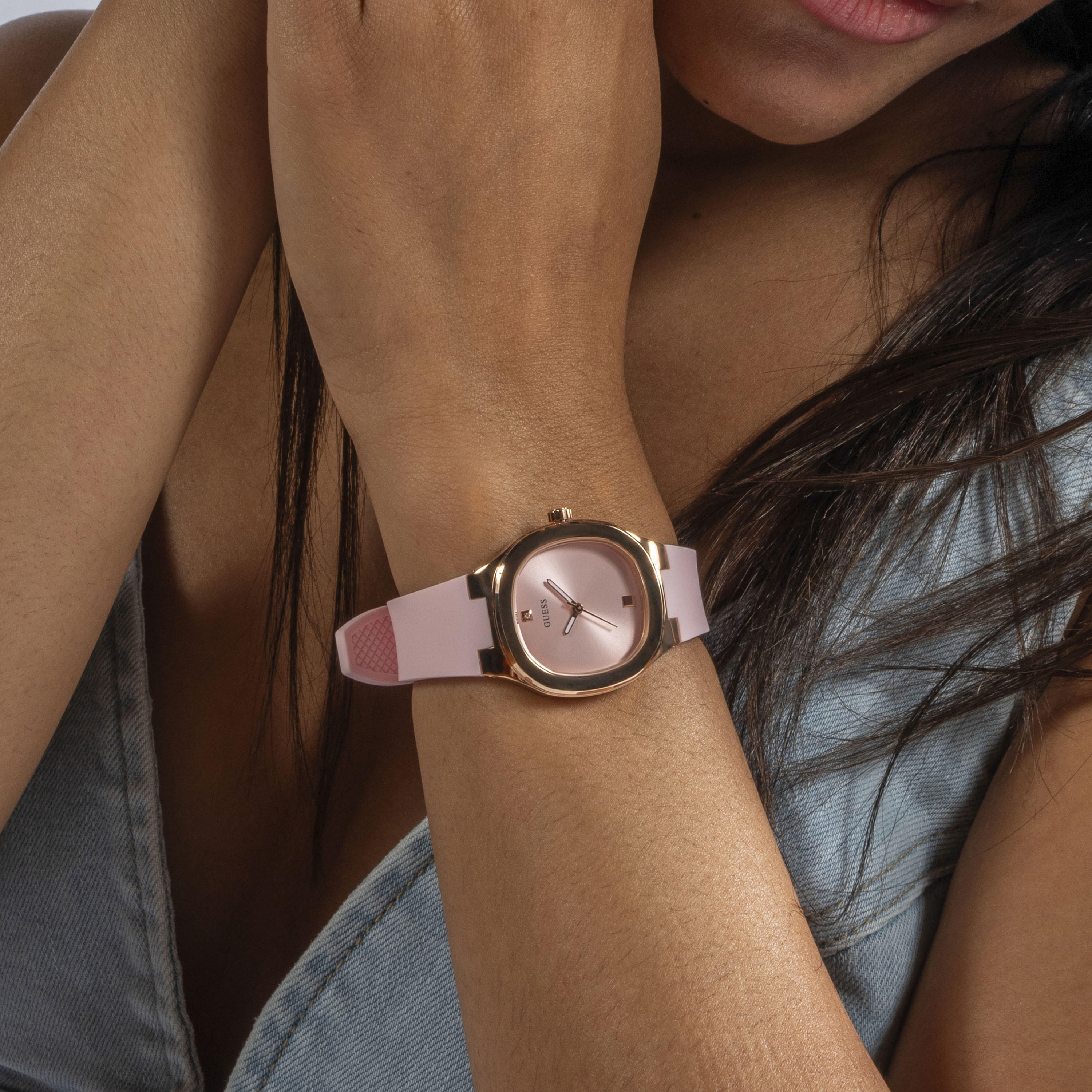 Guess Women's 32 MM Pink Analog Silicone Strap Watch | GW0658L2-women-watchesandjewellery-watches-image-6