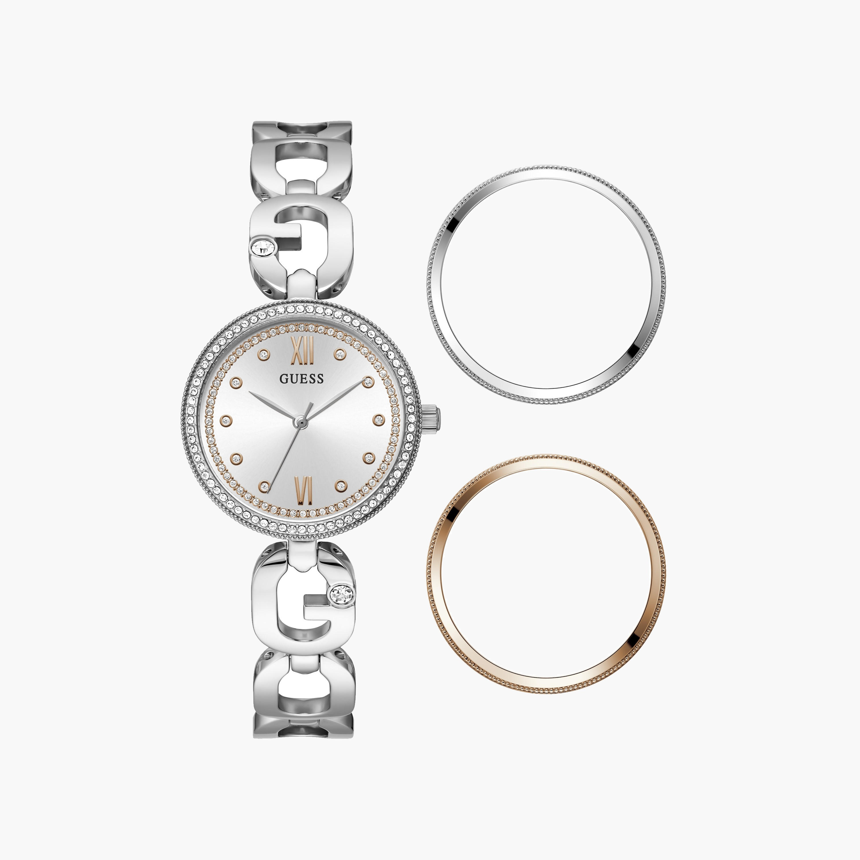Guess Women's 30 MM Silver Analog Metal Strap Watch | GW0693L1-women-watchesandjewellery-watches-image-1