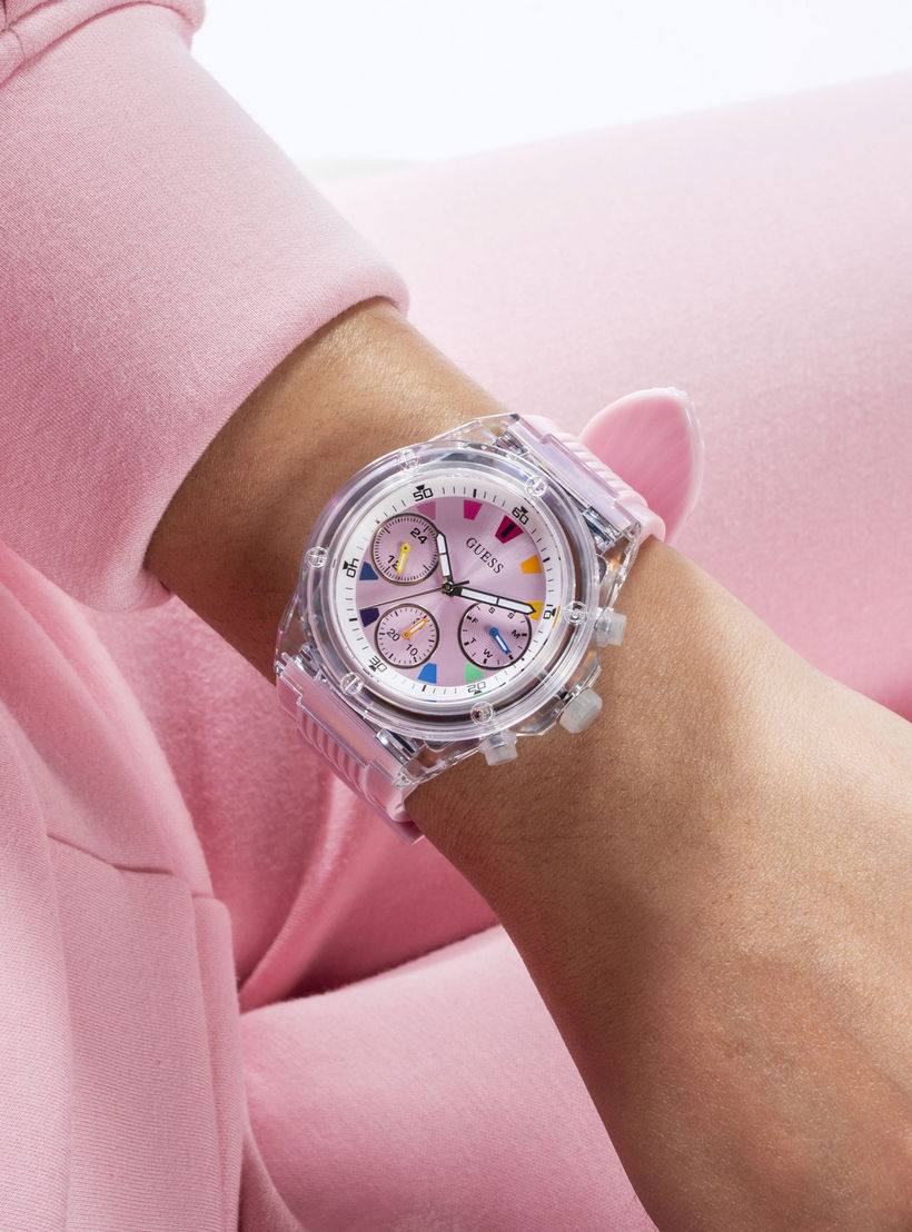 Guess Women's 39 MM Pink Chronograph Silicone Strap Watch | GW0438L7-women-watchesandjewellery-watches-image-7