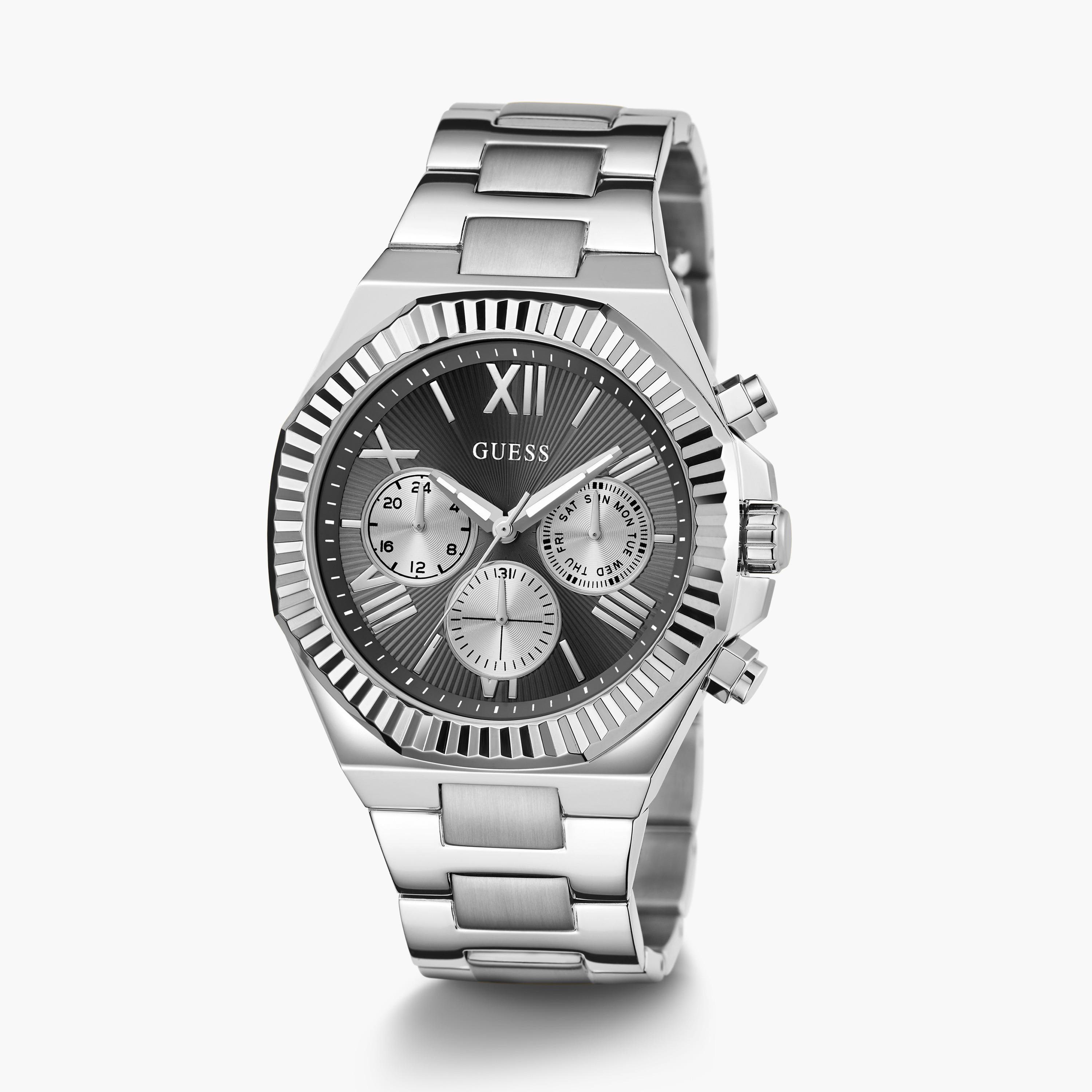 غيس- ساعة رجالية كرونوغراف فضية 44 مم سوار معدني | GW0703G1-men-watchesandjewellery-watches-image-2
