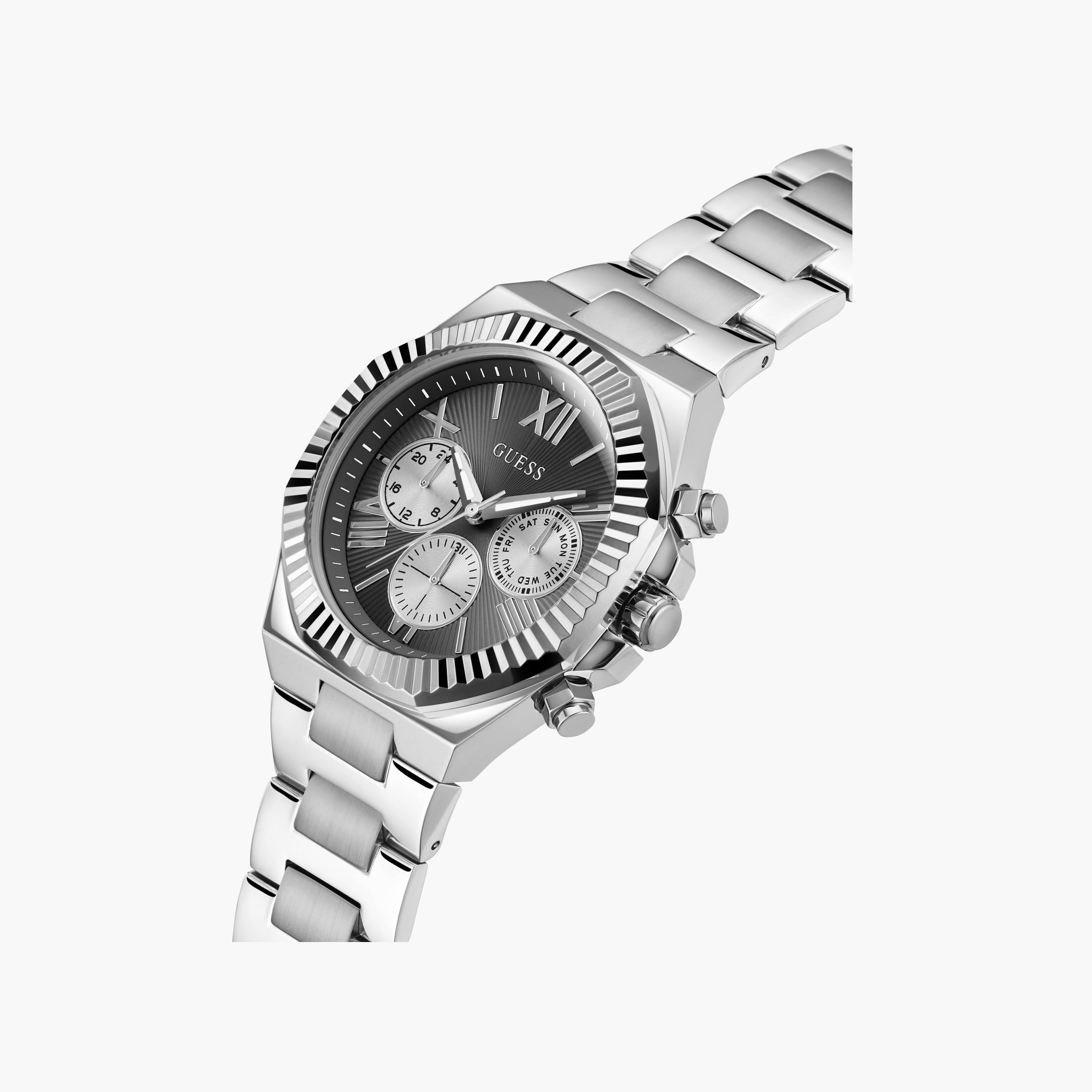 Guess Men's 44 MM Silver Chronograph Metal Strap Watch | GW0703G1-men-watchesandjewellery-watches-image-4