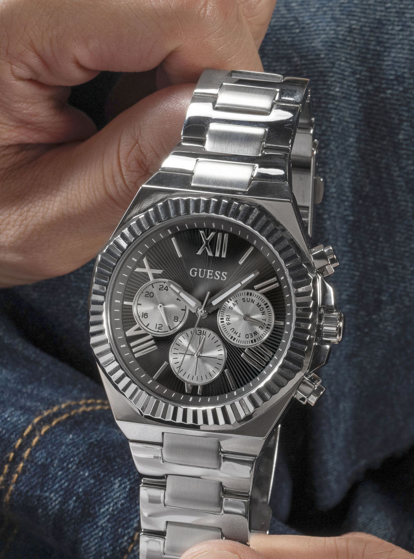 Guess Men's 44 MM Silver Chronograph Metal Strap Watch | GW0703G1-men-watchesandjewellery-watches-image-8