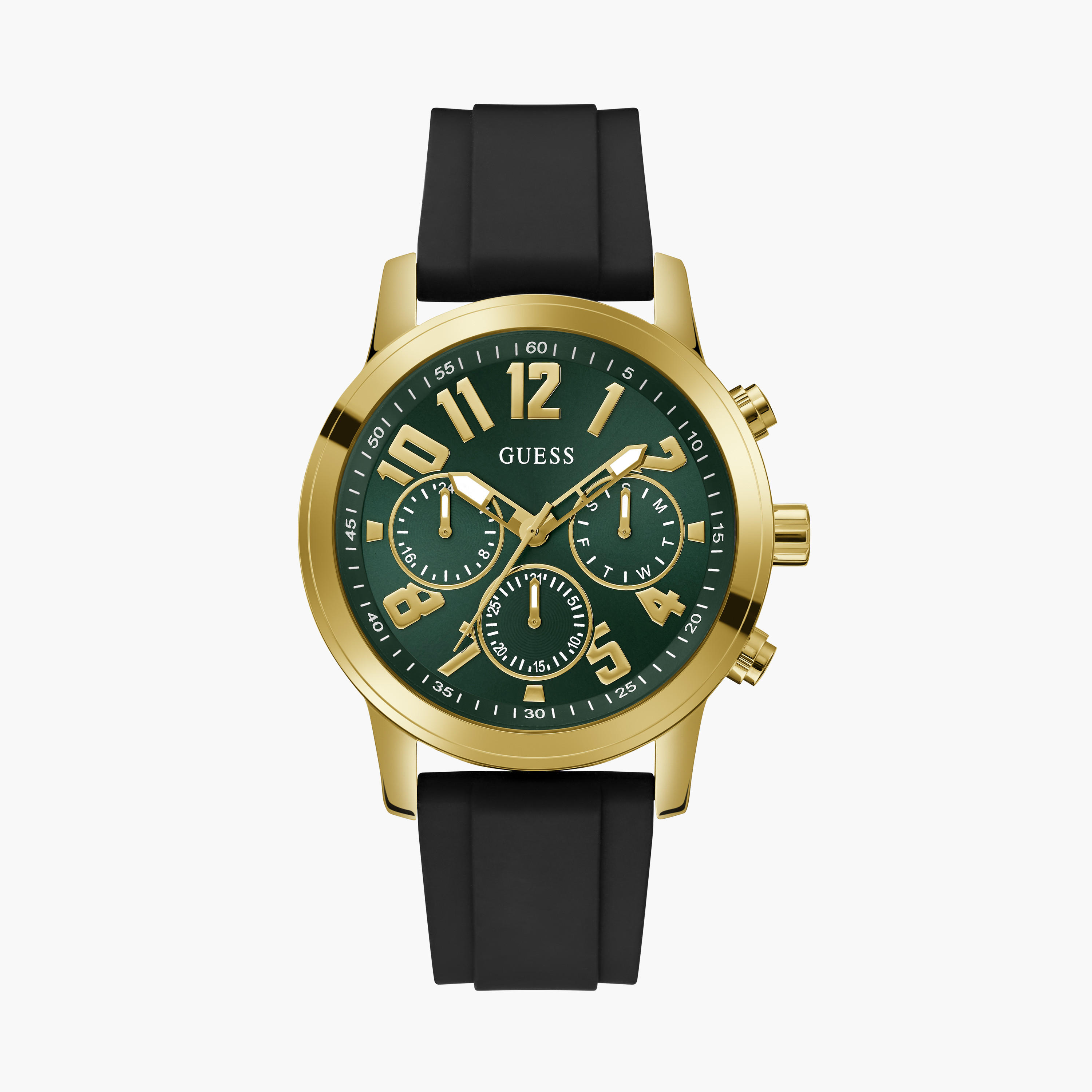 غيس- ساعة رجالية كرونوغراف سوداء 44 مم سوار سيليكون | GW0708G2-men-watchesandjewellery-watches-image-1