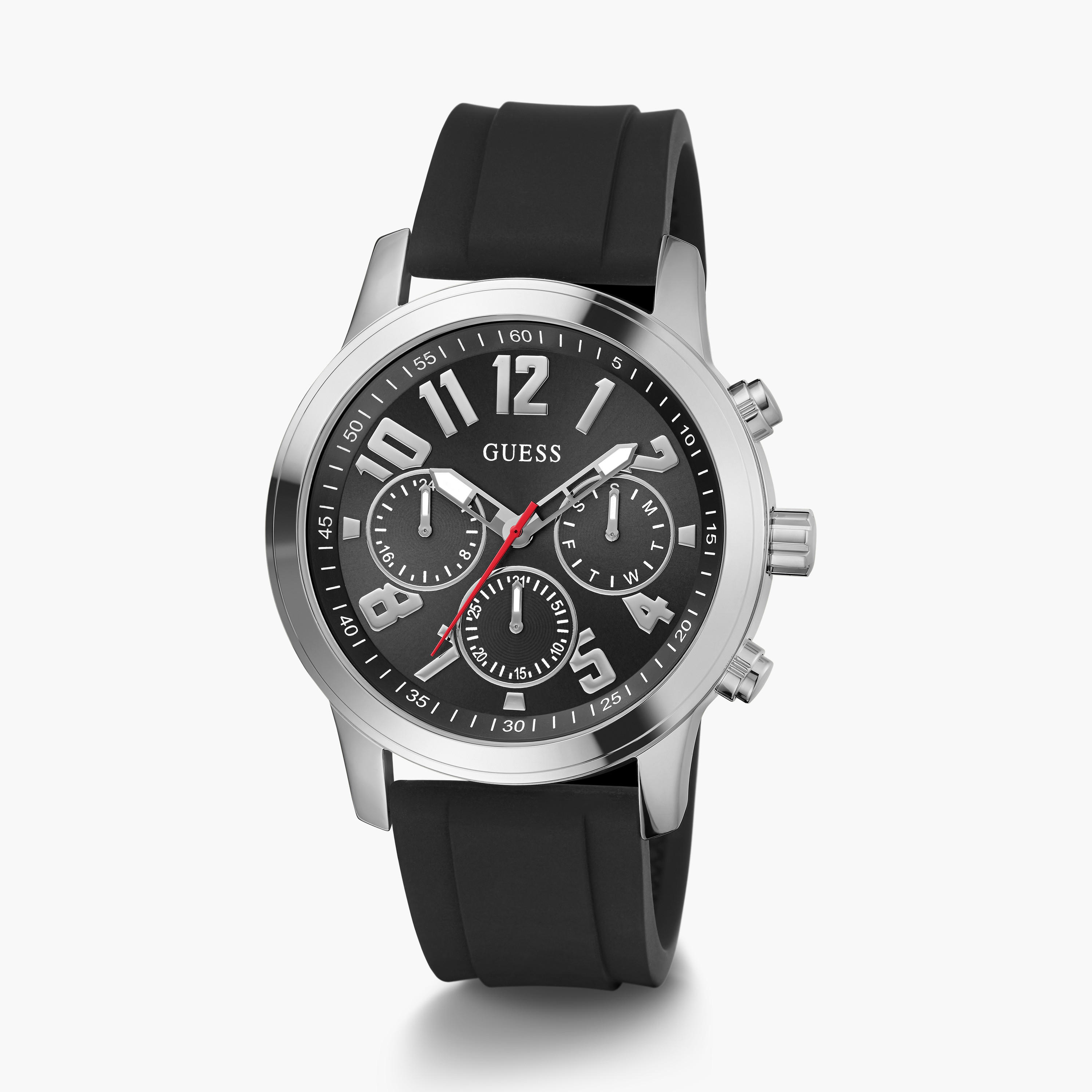 غيس- ساعة رجالية كرونوغراف سوداء 44 مم سوار سيليكون | GW0708G1-men-watchesandjewellery-watches-image-2