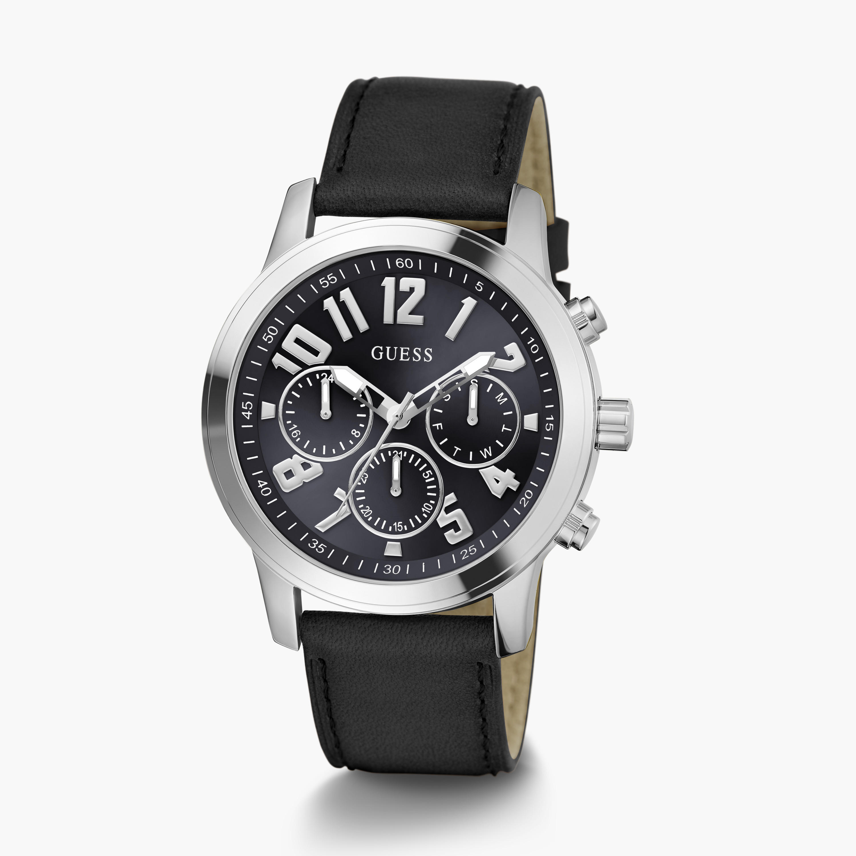 غيس- ساعة رجالية كرونوغراف سوداء 44 مم سوار جلدي | GW0709G1-men-watchesandjewellery-watches-image-2