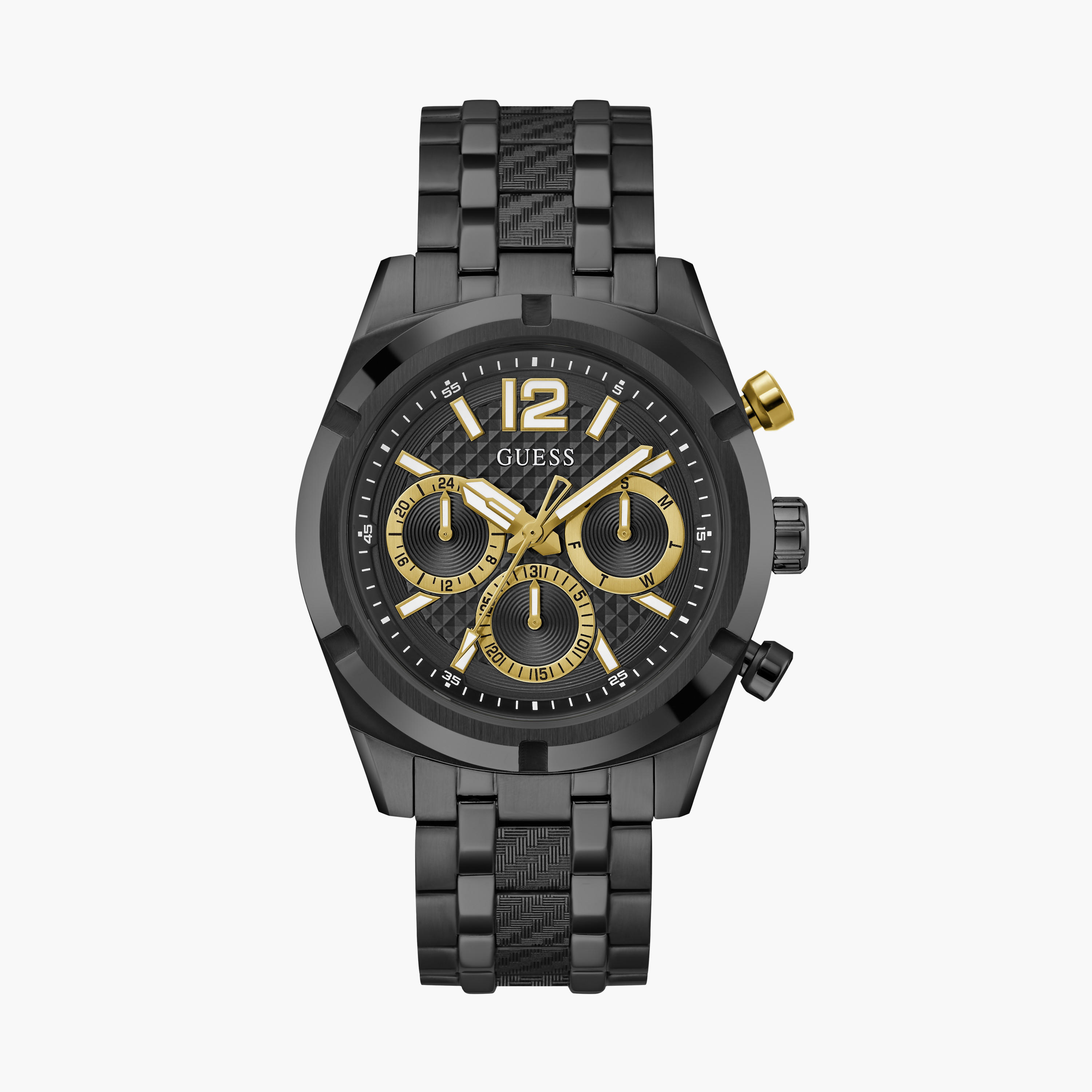غيس- ساعة رجالية كرونوغراف سوداء 44 مم سوار معدني | GW0714G4-men-watchesandjewellery-watches-image-1