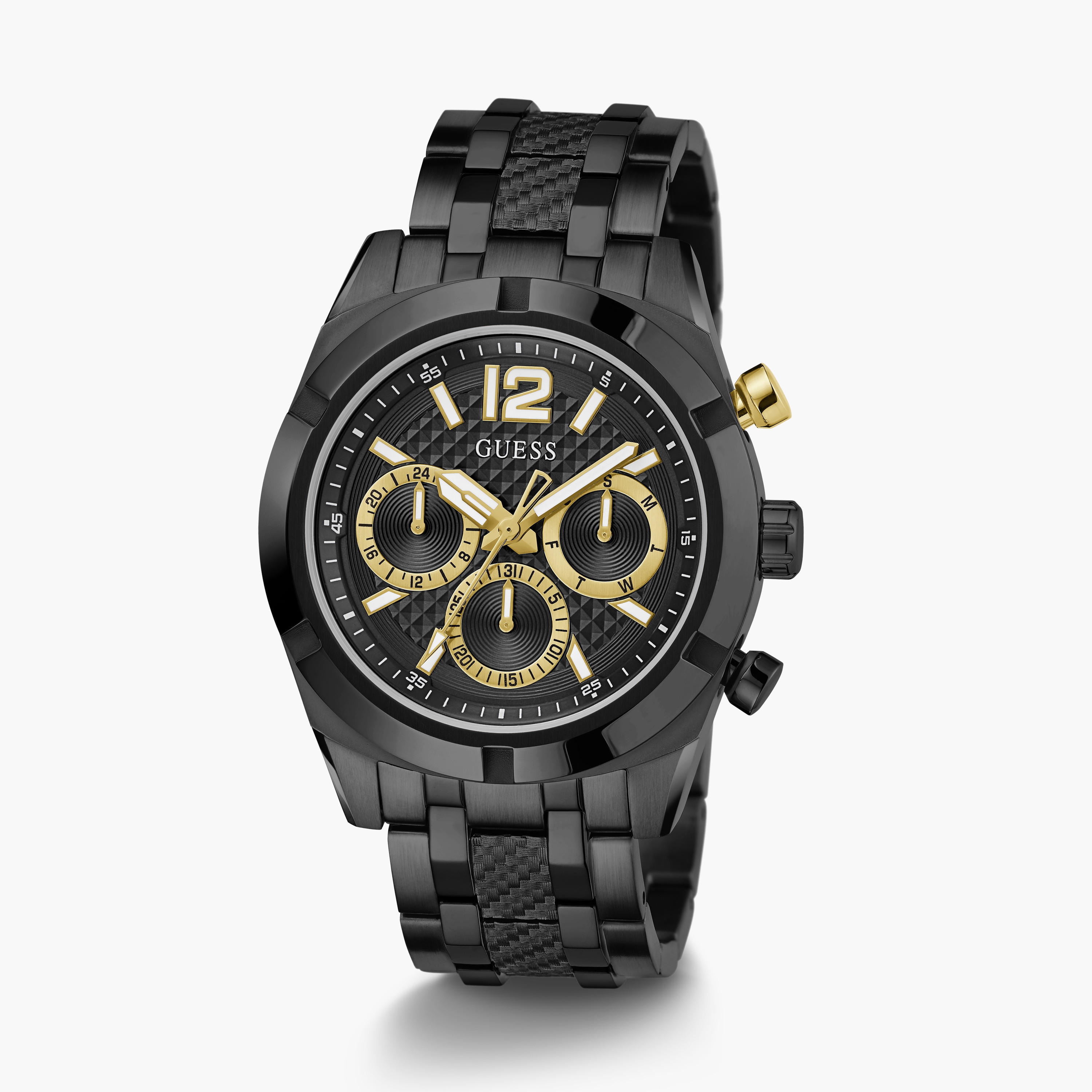 غيس- ساعة رجالية كرونوغراف سوداء 44 مم سوار معدني | GW0714G4-men-watchesandjewellery-watches-image-2